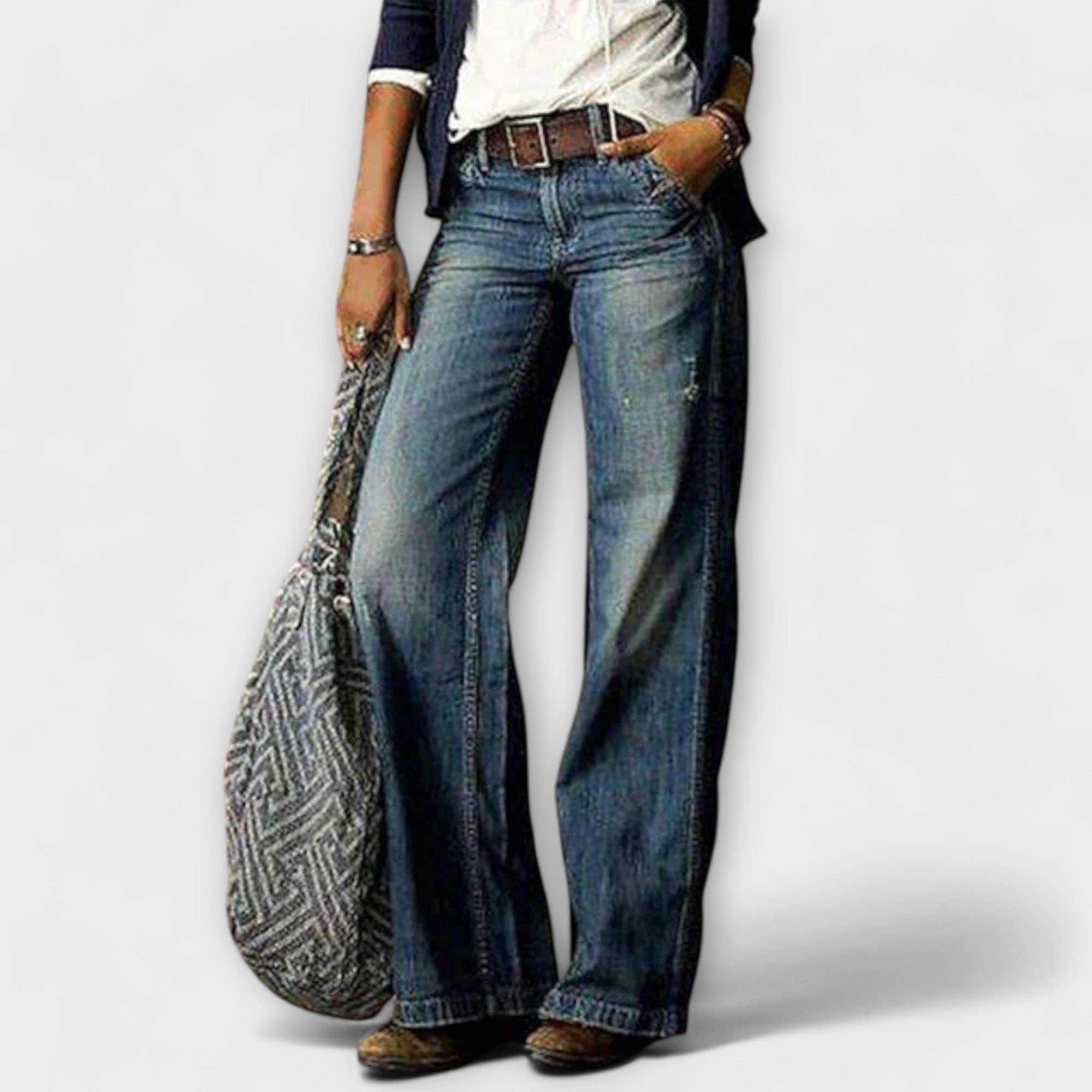 Cess - Denim broek met wijde pijpen