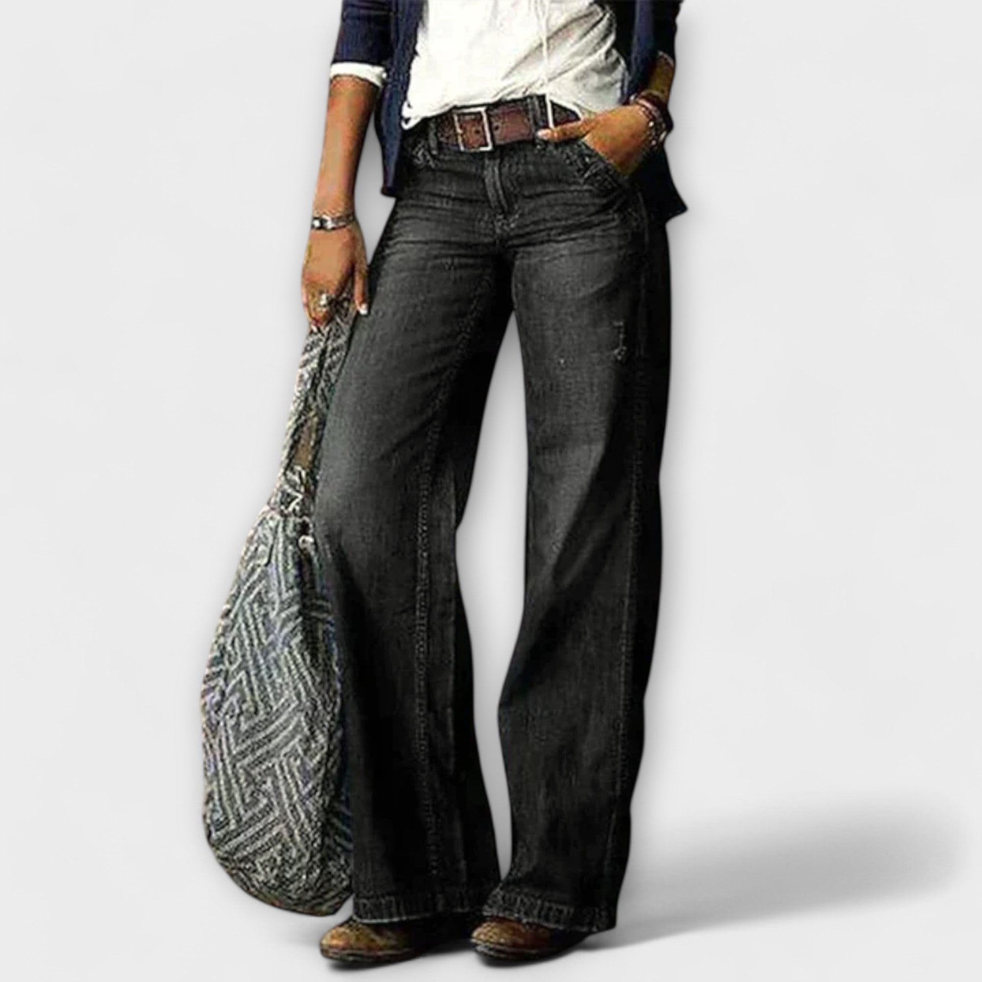 Cess - Denim broek met wijde pijpen