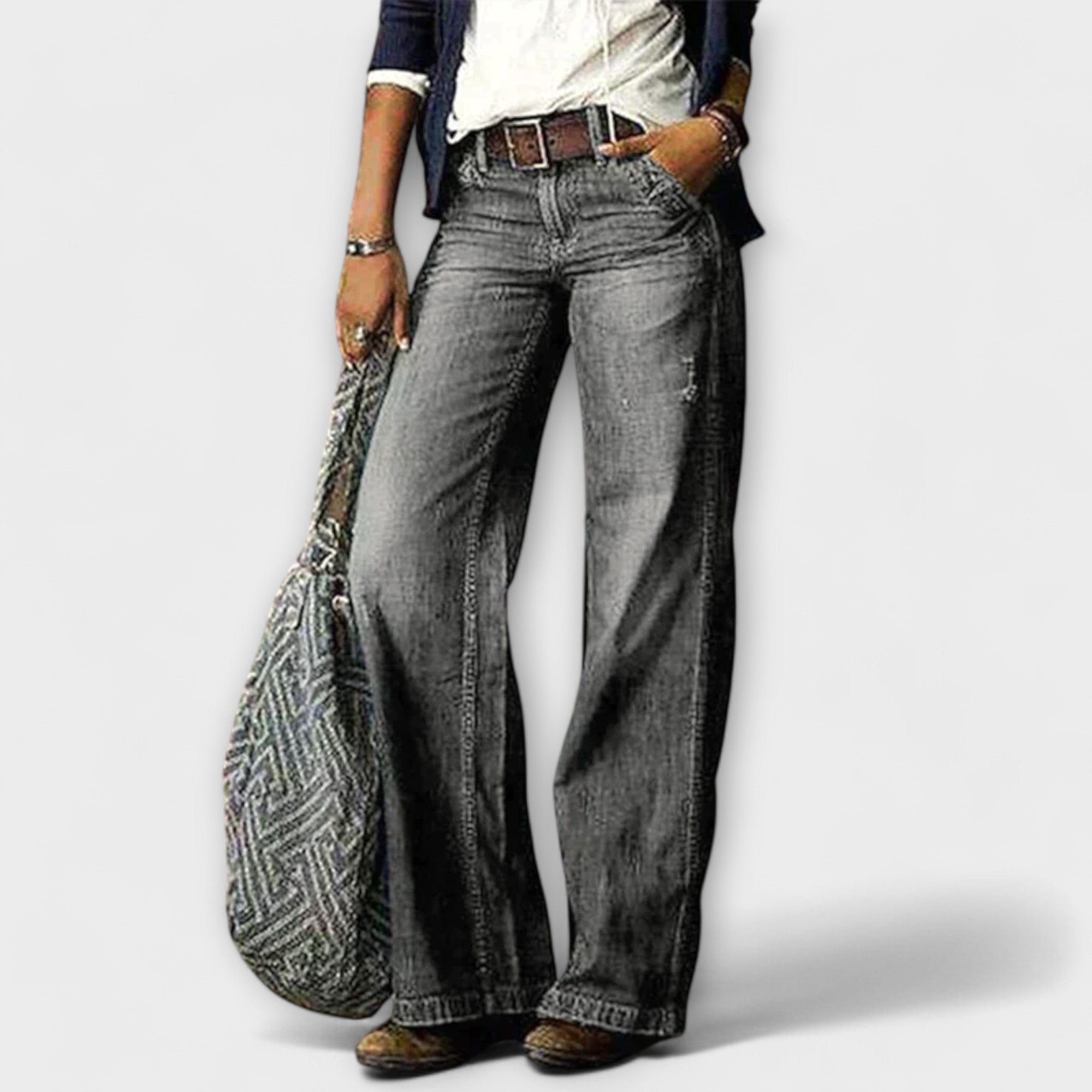 Cess - Denim broek met wijde pijpen