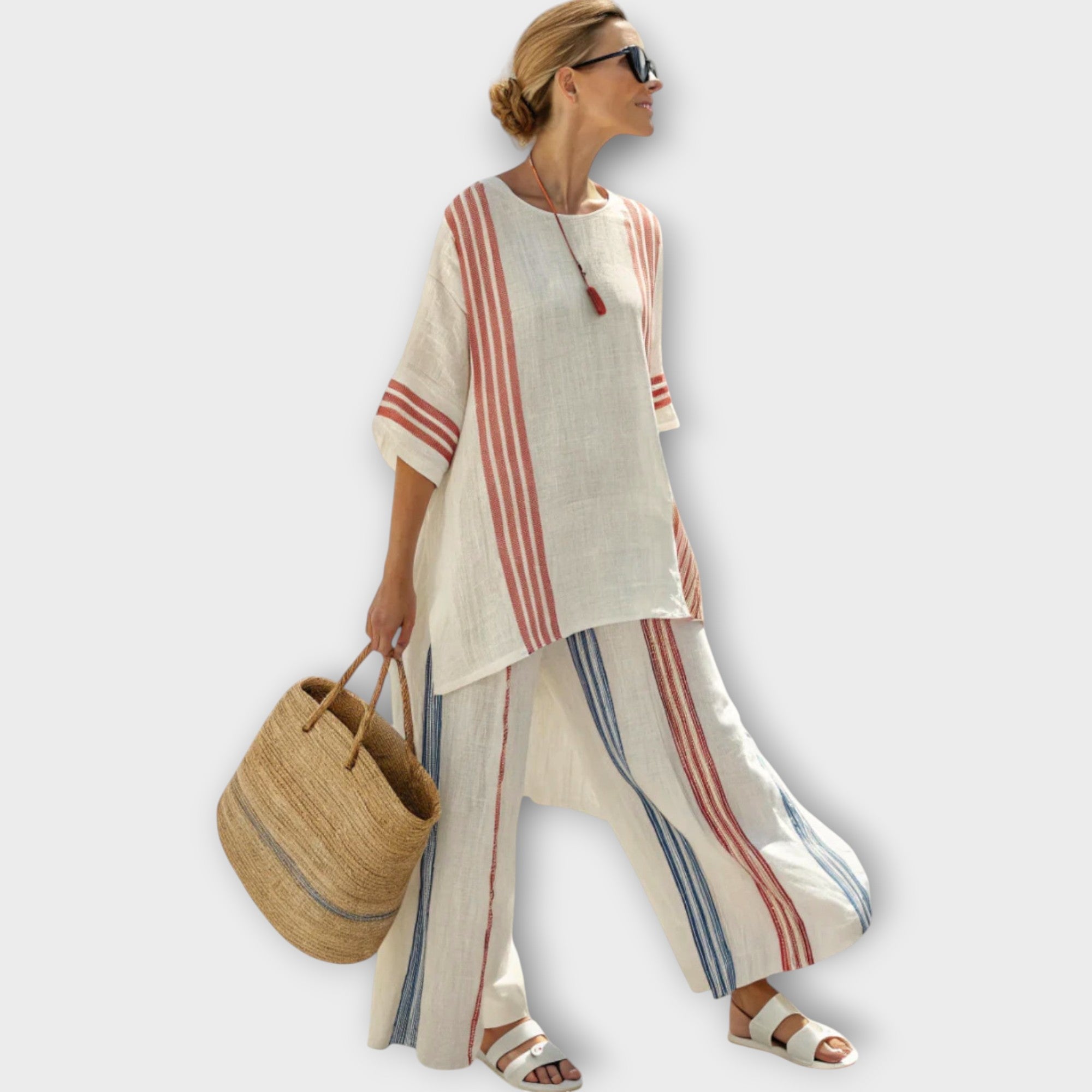 Anila - Elegante Tweedelige Set Met Gestreept Ontwerp