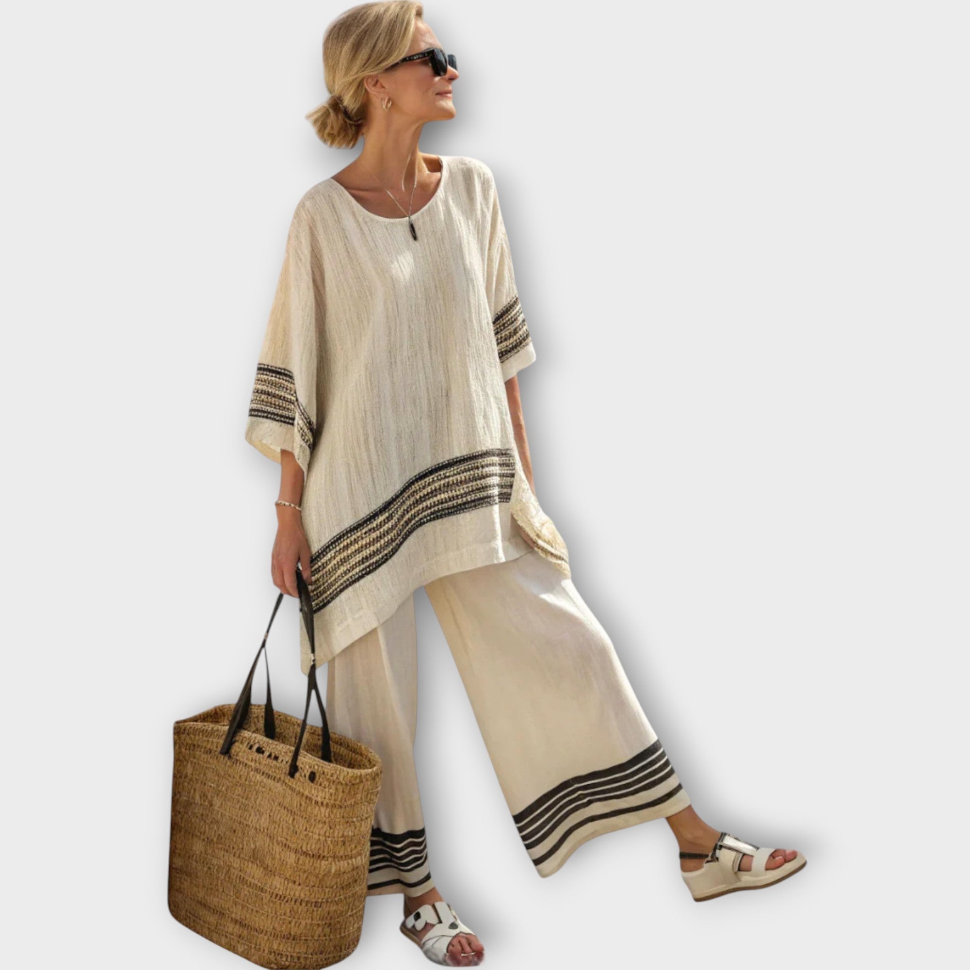 Anila - Elegante Tweedelige Set Met Gestreept Ontwerp