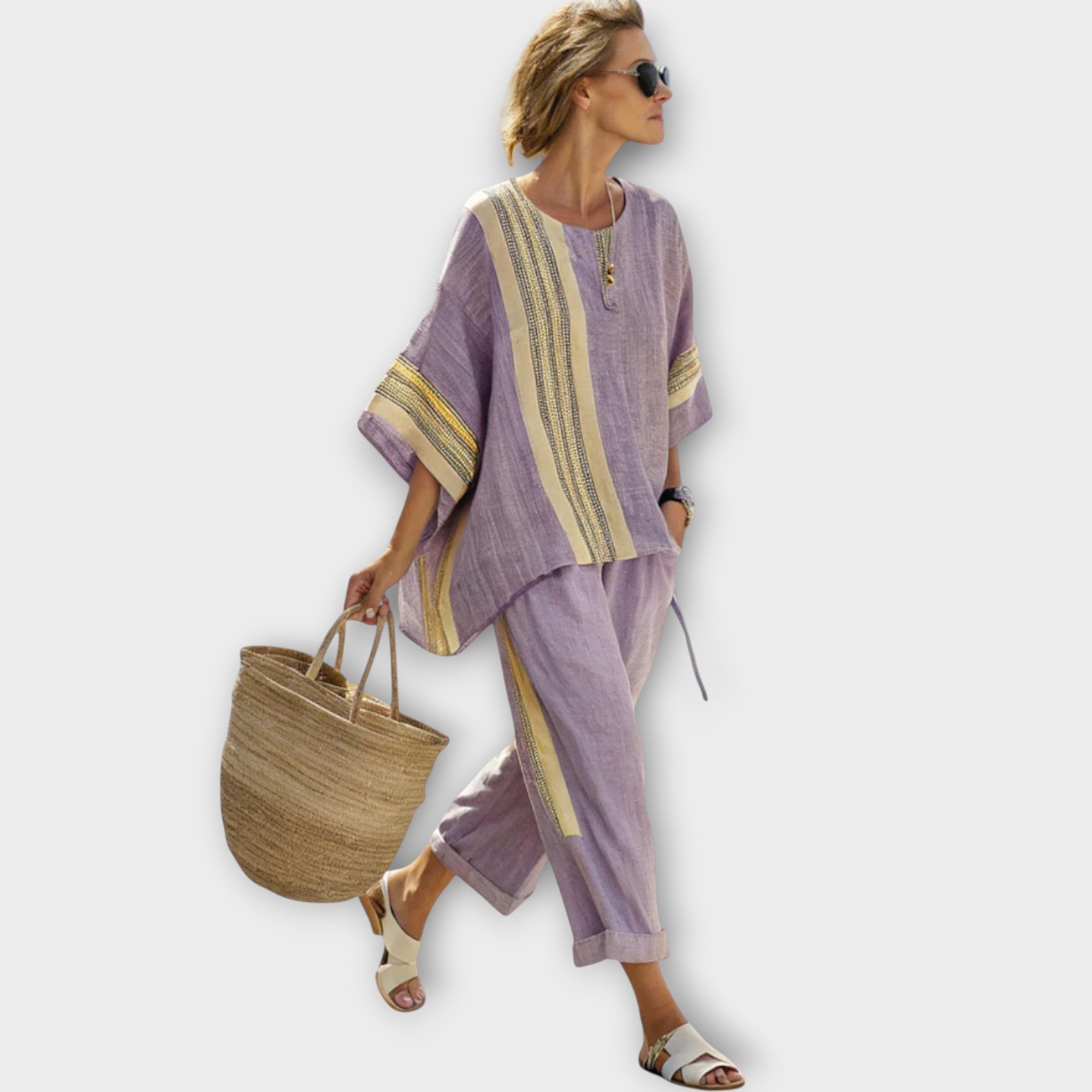 Anila - Elegante Tweedelige Set Met Gestreept Ontwerp