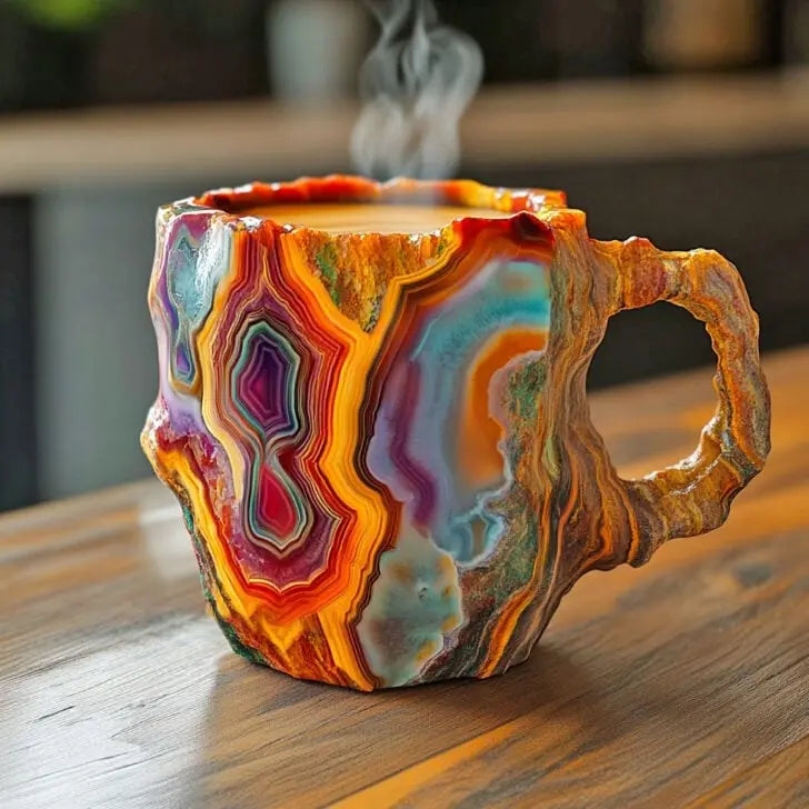Koffiekop van mineraal met kristalinfusie
