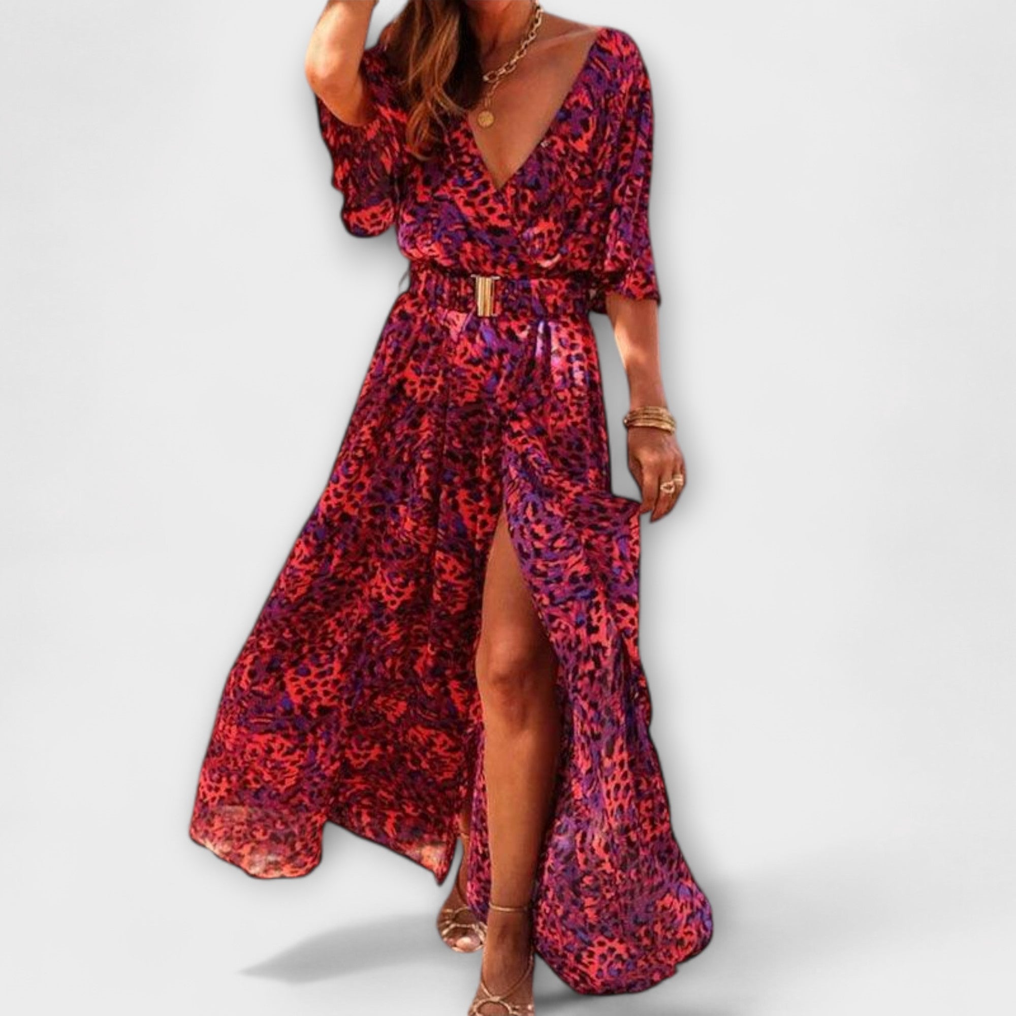Sabine - Stijlvolle wikkel maxi-jurk met een vloeiend design