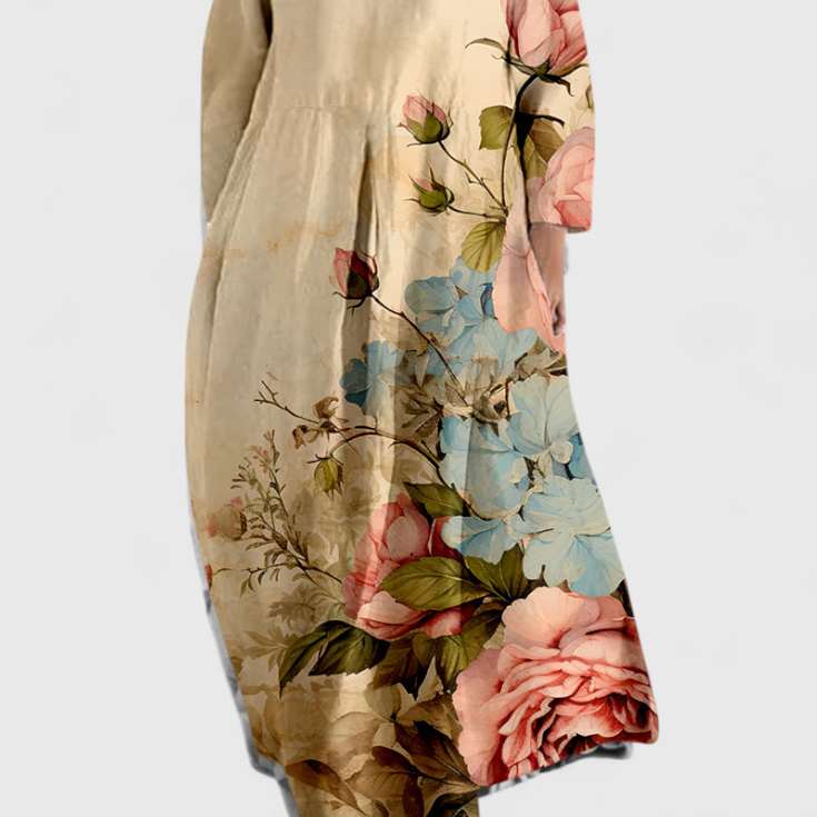 Ana - Buntes fliessendes Kleid mit Aquarellmuster