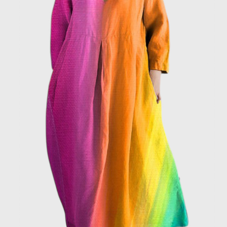 Ana - Buntes fliessendes Kleid mit Aquarellmuster