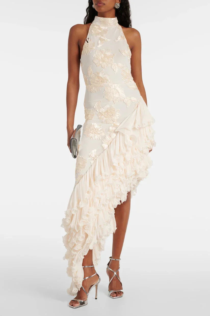 Karen - Maxi dress with floral appliqués