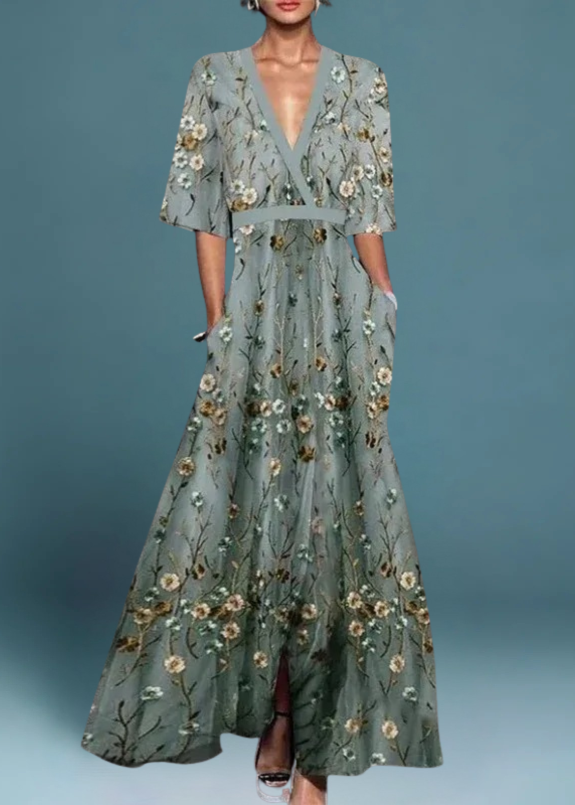 Rute - Elegante maxi-jurk met bloemenprint