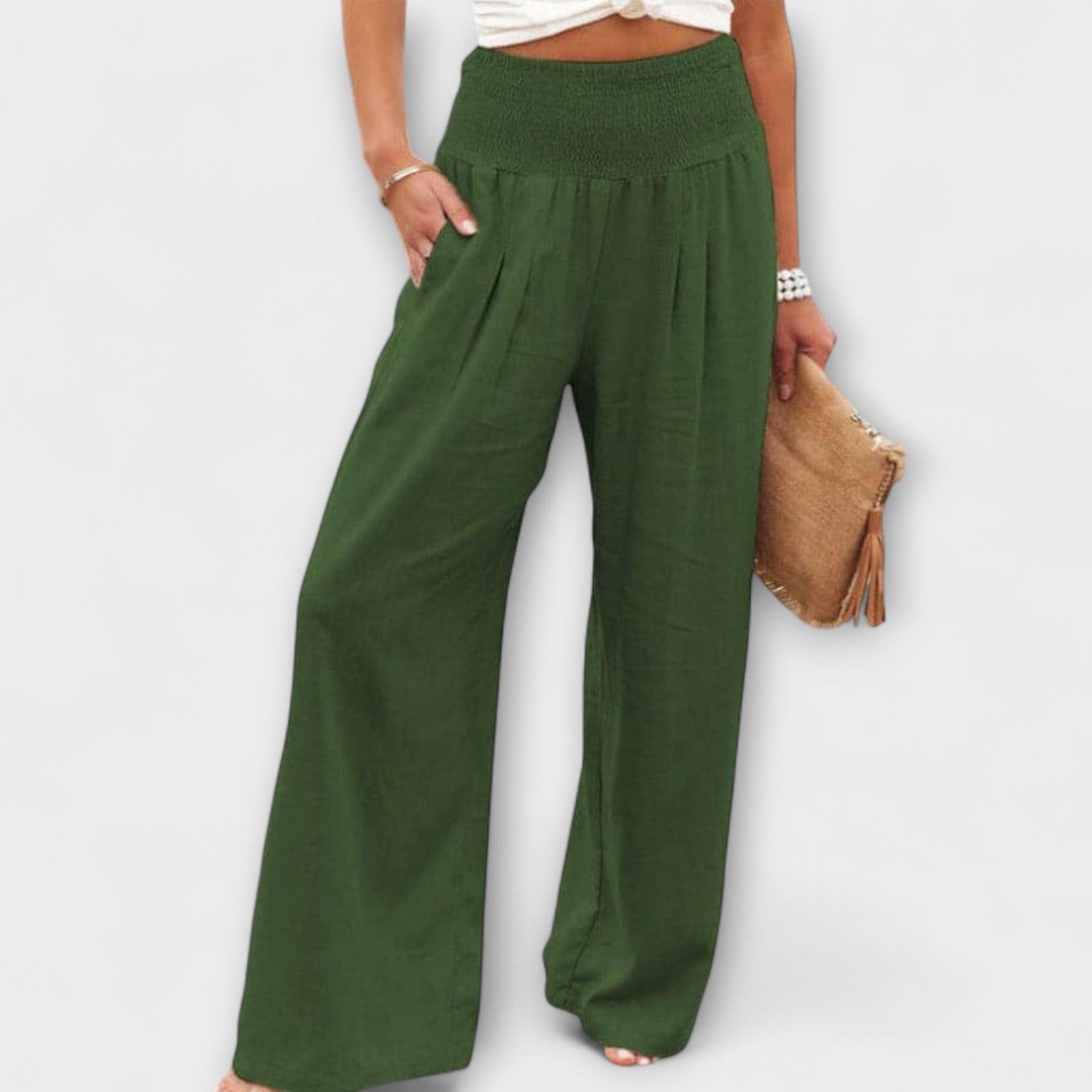 Thearya - Casual wijde linnen broek