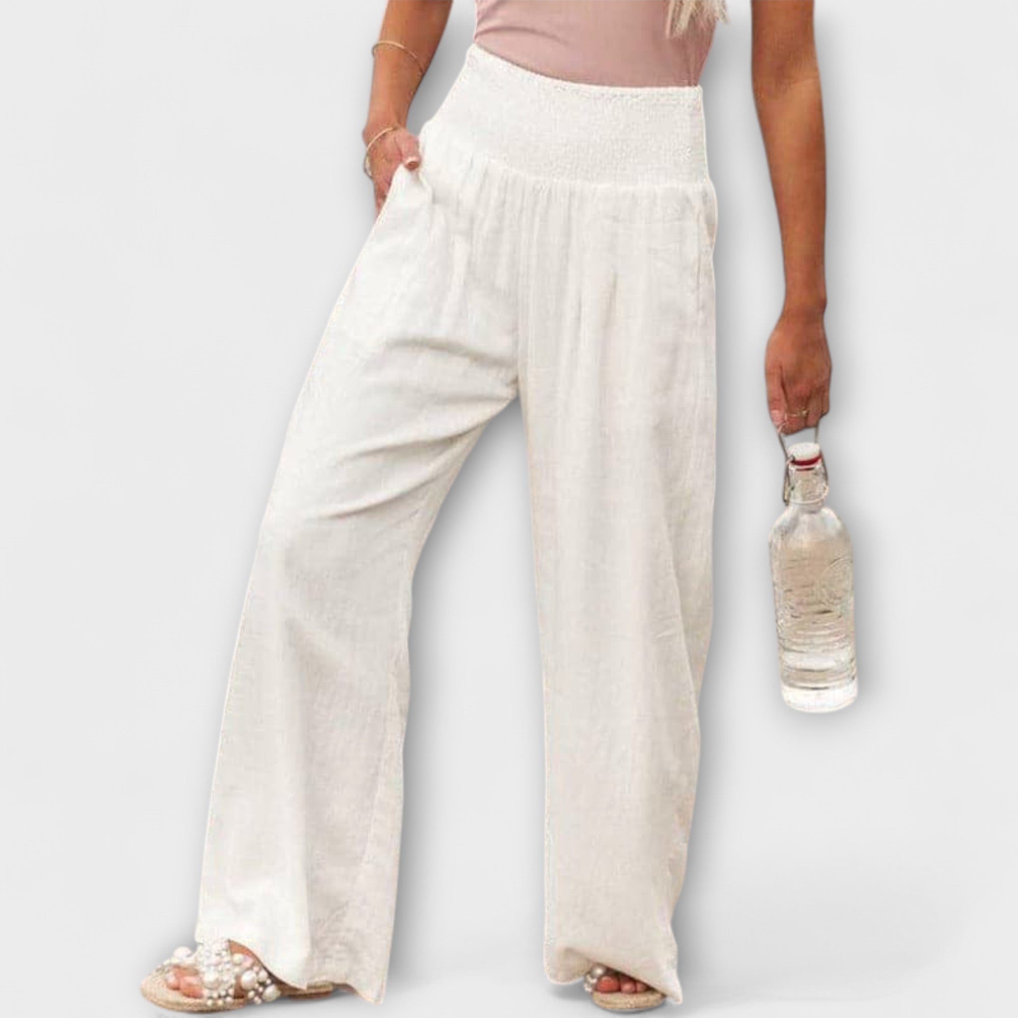 Thearya - Casual wijde linnen broek