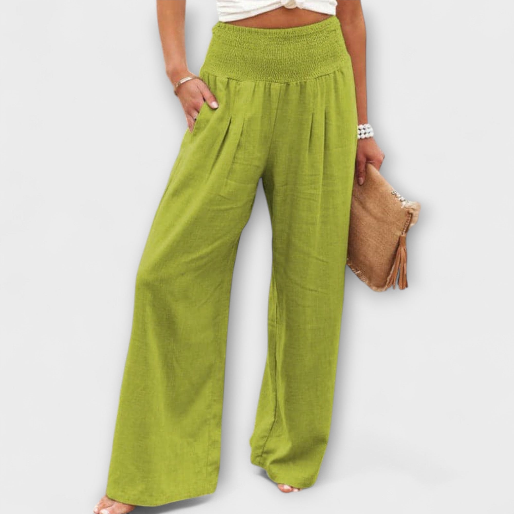Thearya - Casual wijde linnen broek
