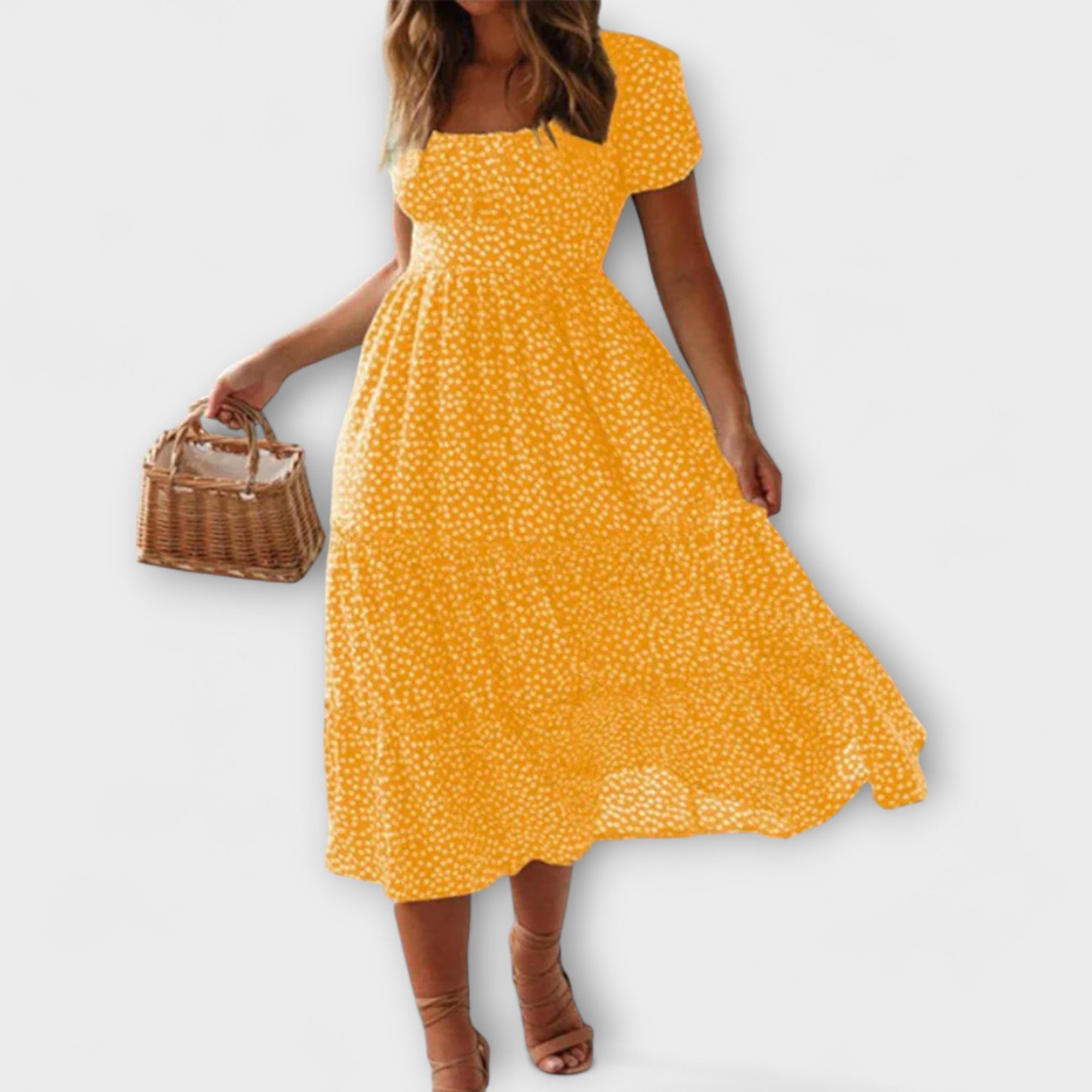 Vintage bloemenprint maxi-jurk met pofmouwen