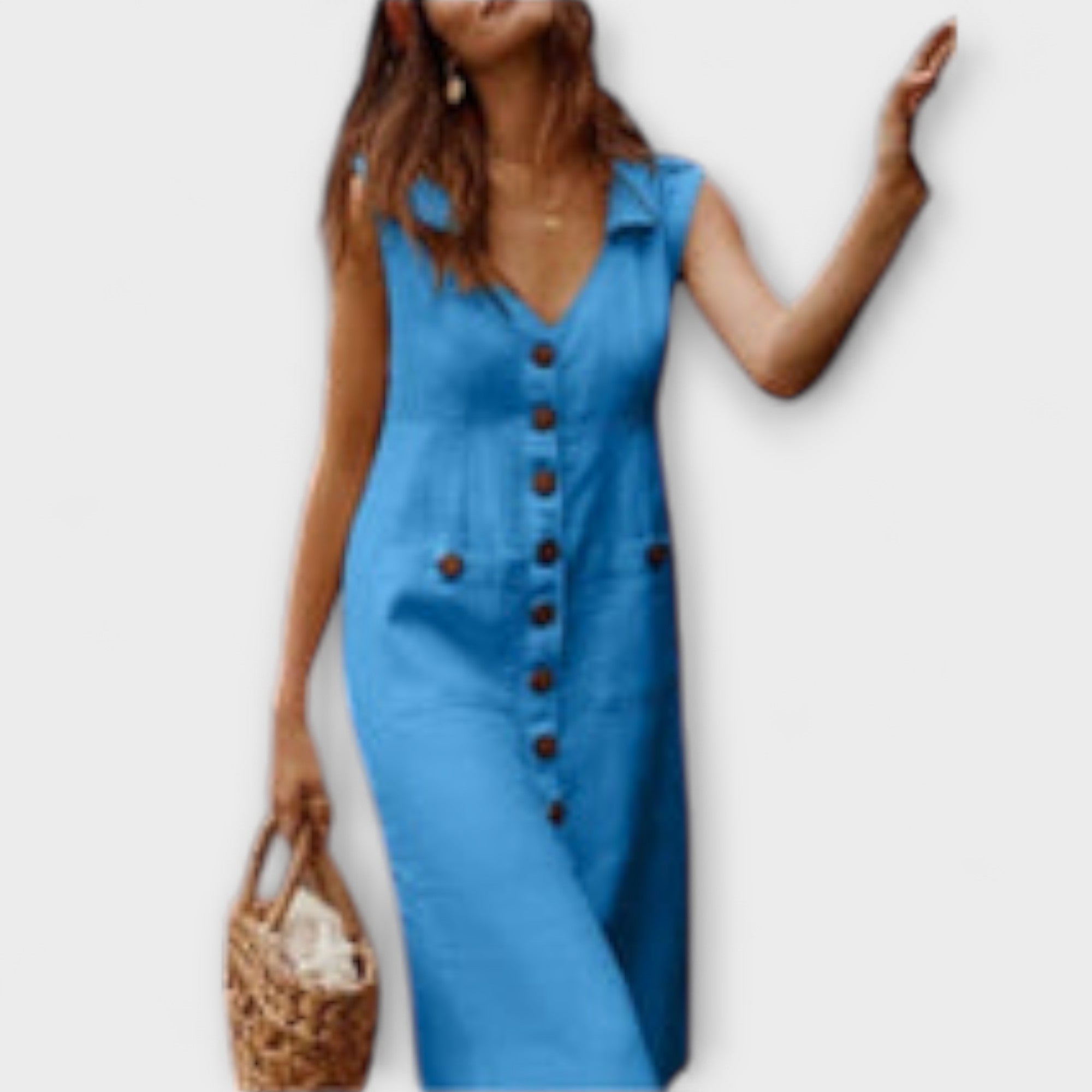 Nora – Cotton-linen A-line dress with a turn-down collar