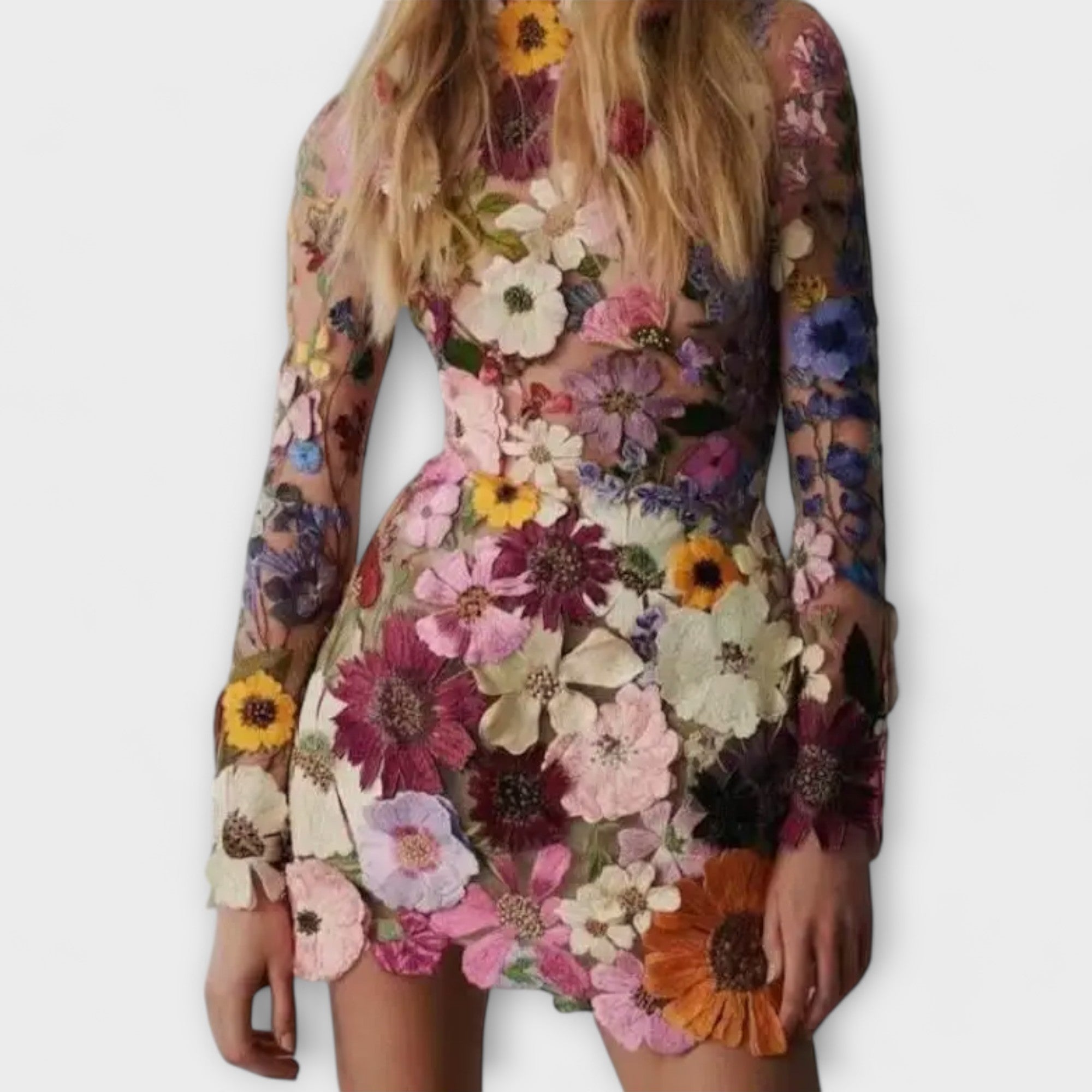Dolores - Jurk met 3D-bloemendessin