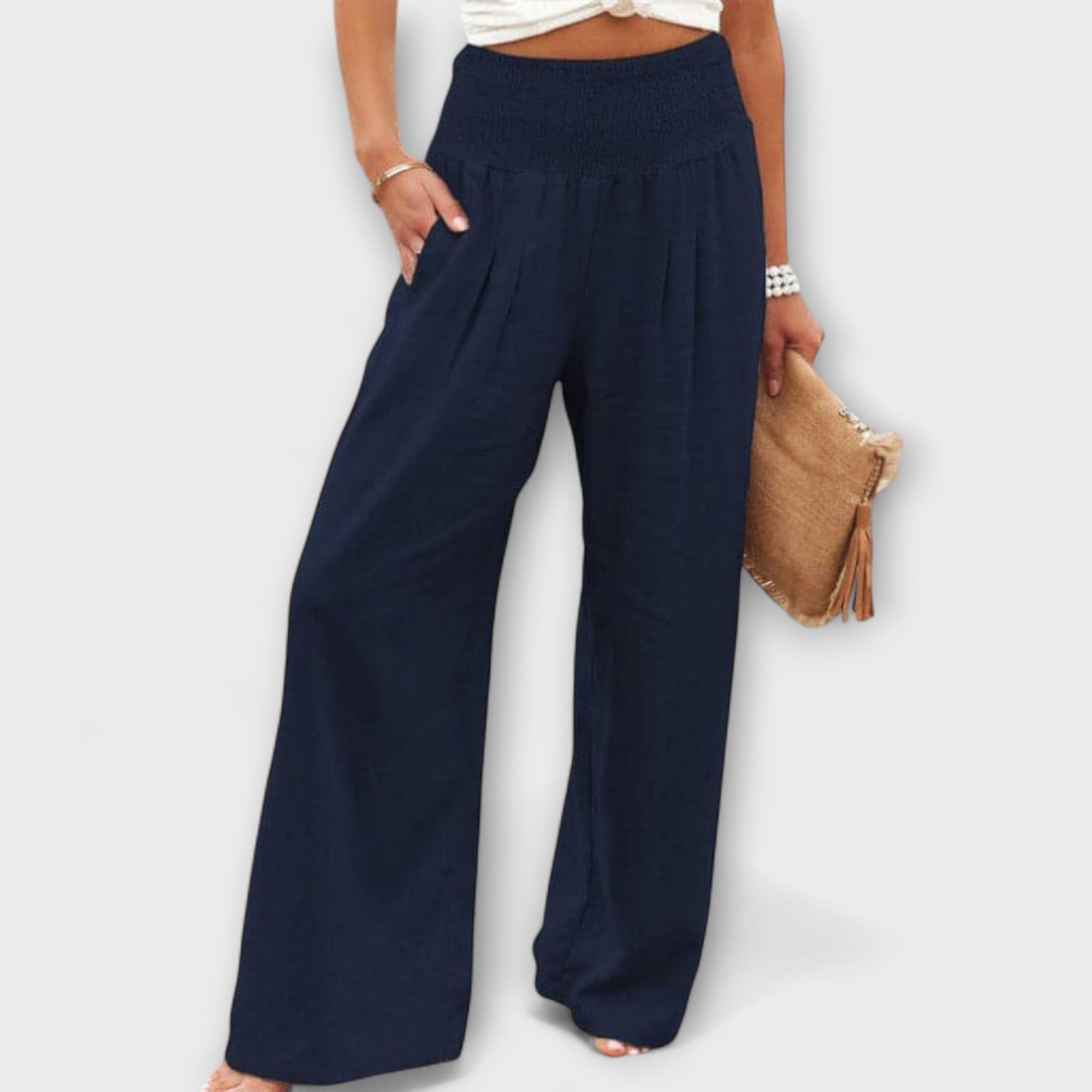 Thearya - Casual wijde linnen broek