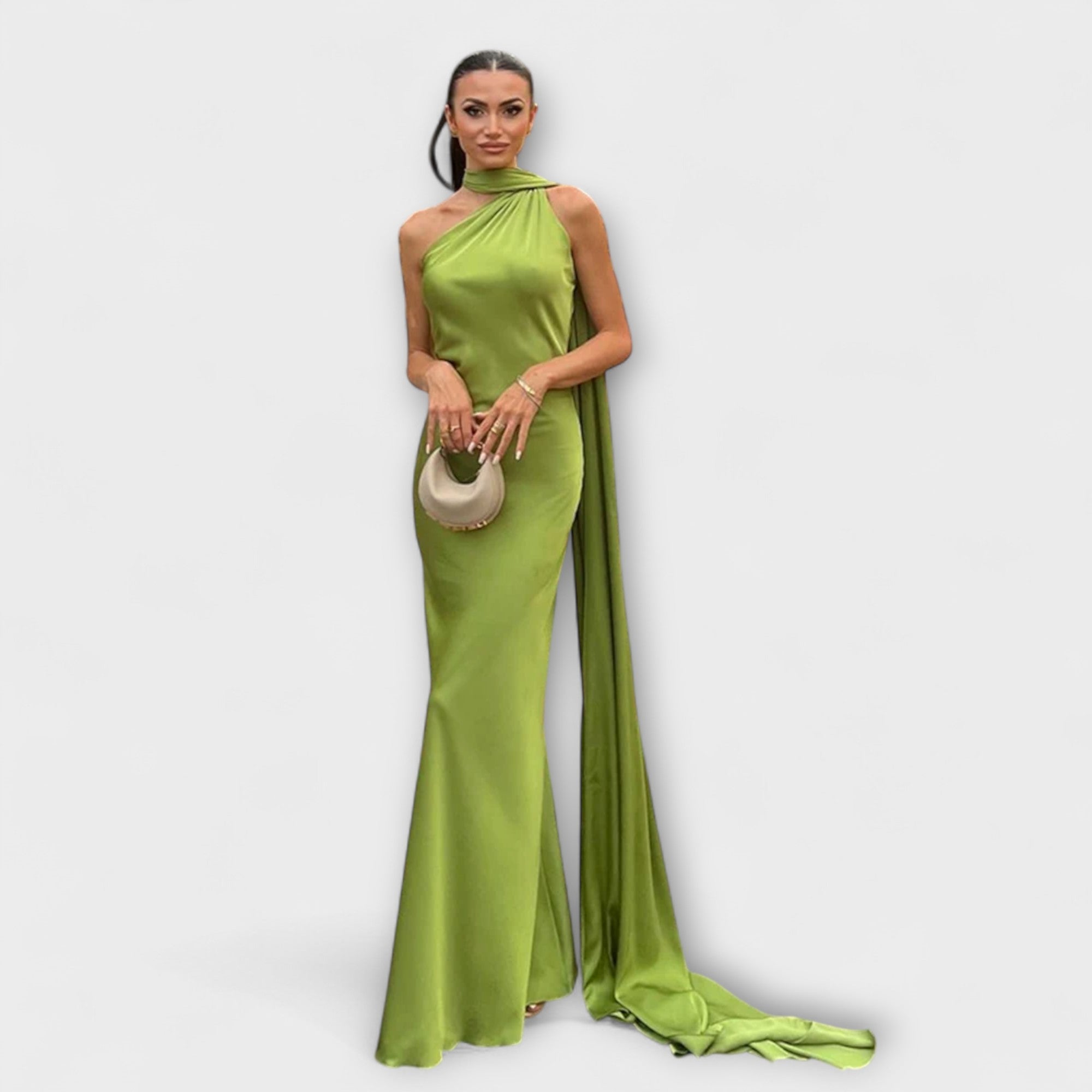 Elegantes, schulterfreies Neckholder-Maxikleid