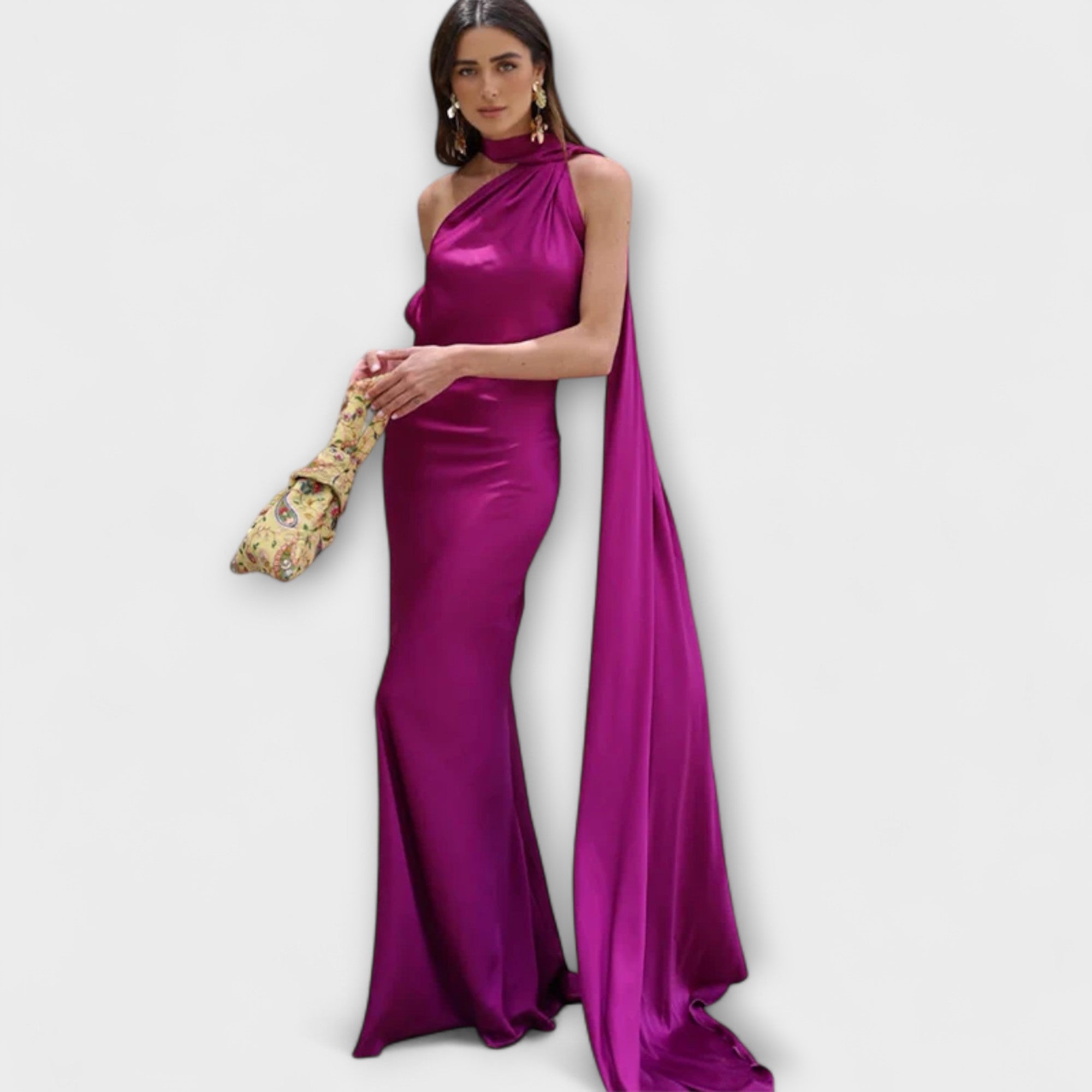 Elegantes, schulterfreies Neckholder-Maxikleid