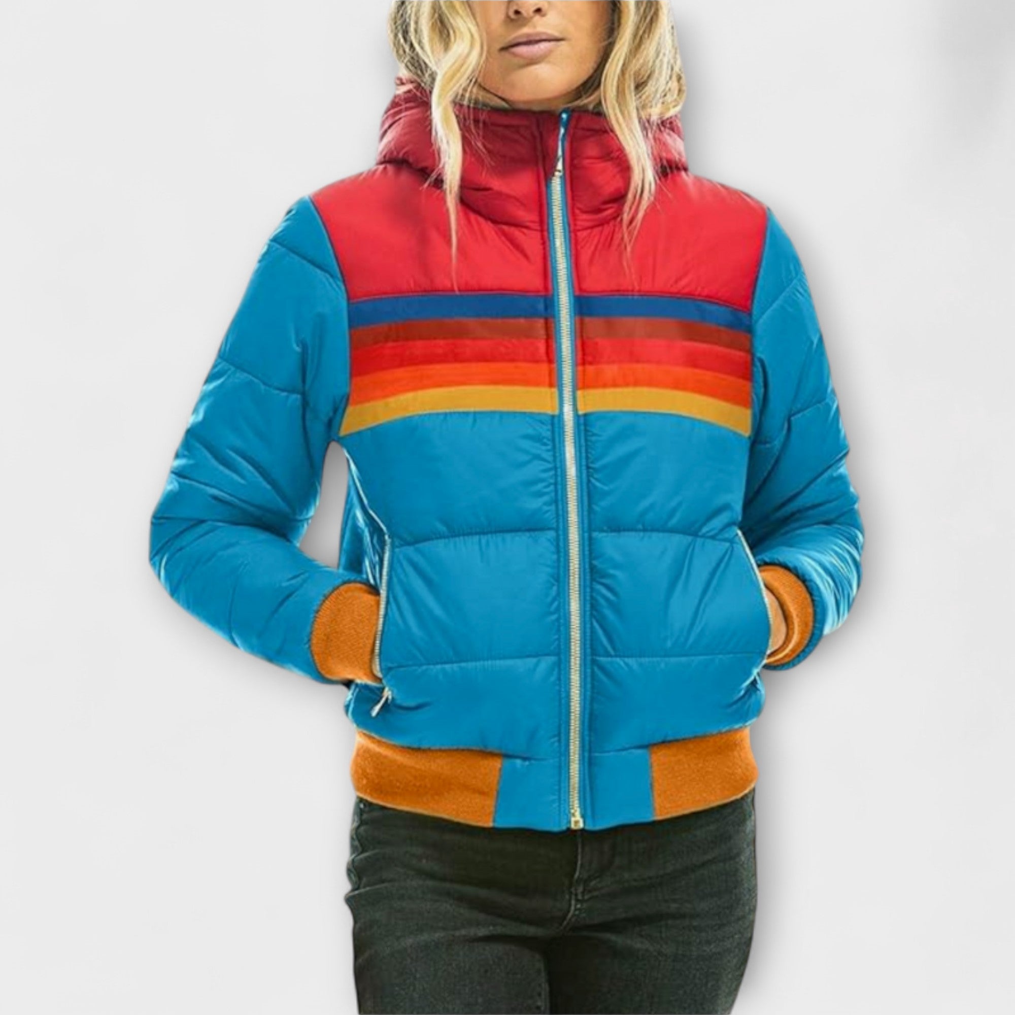 Roswitha - Dames Retro Parka met capuchon van imitatiebont