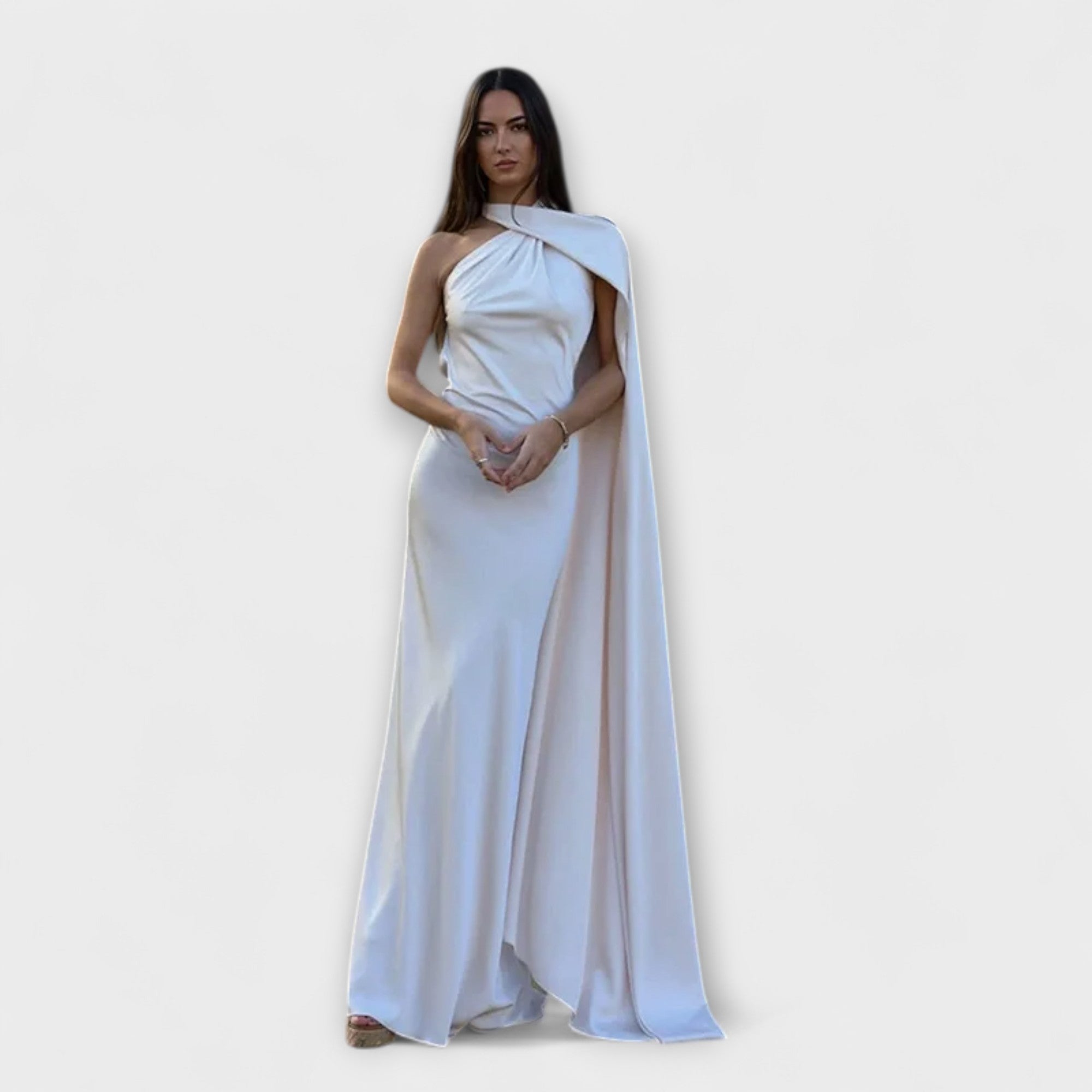 Elegantes, schulterfreies Neckholder-Maxikleid