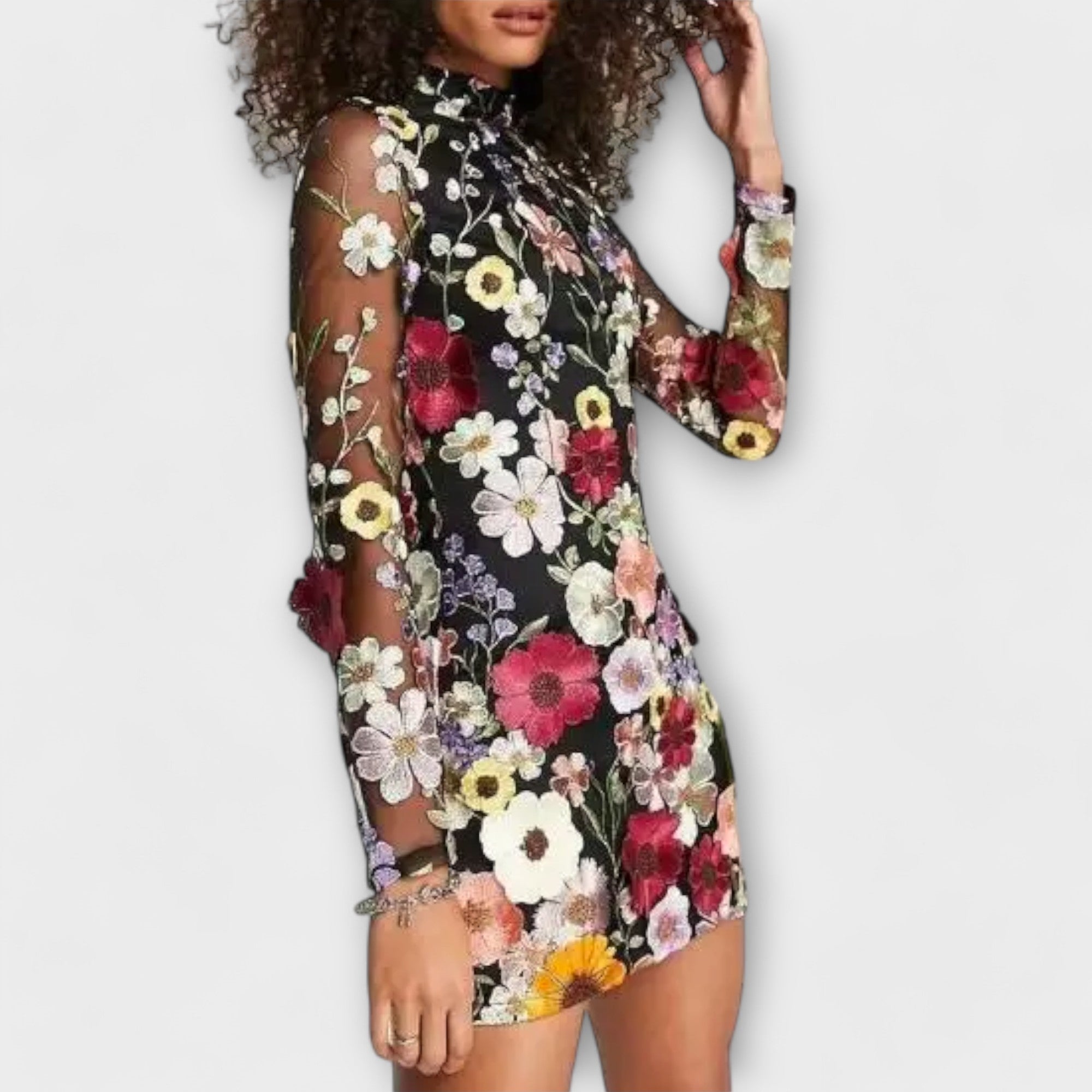Dolores - Jurk met 3D-bloemendessin