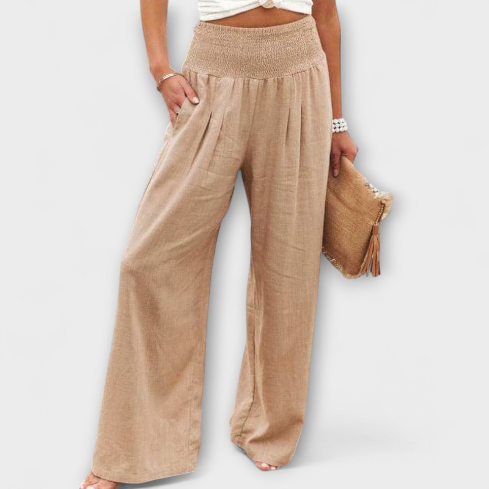 Thearya - Casual wijde linnen broek