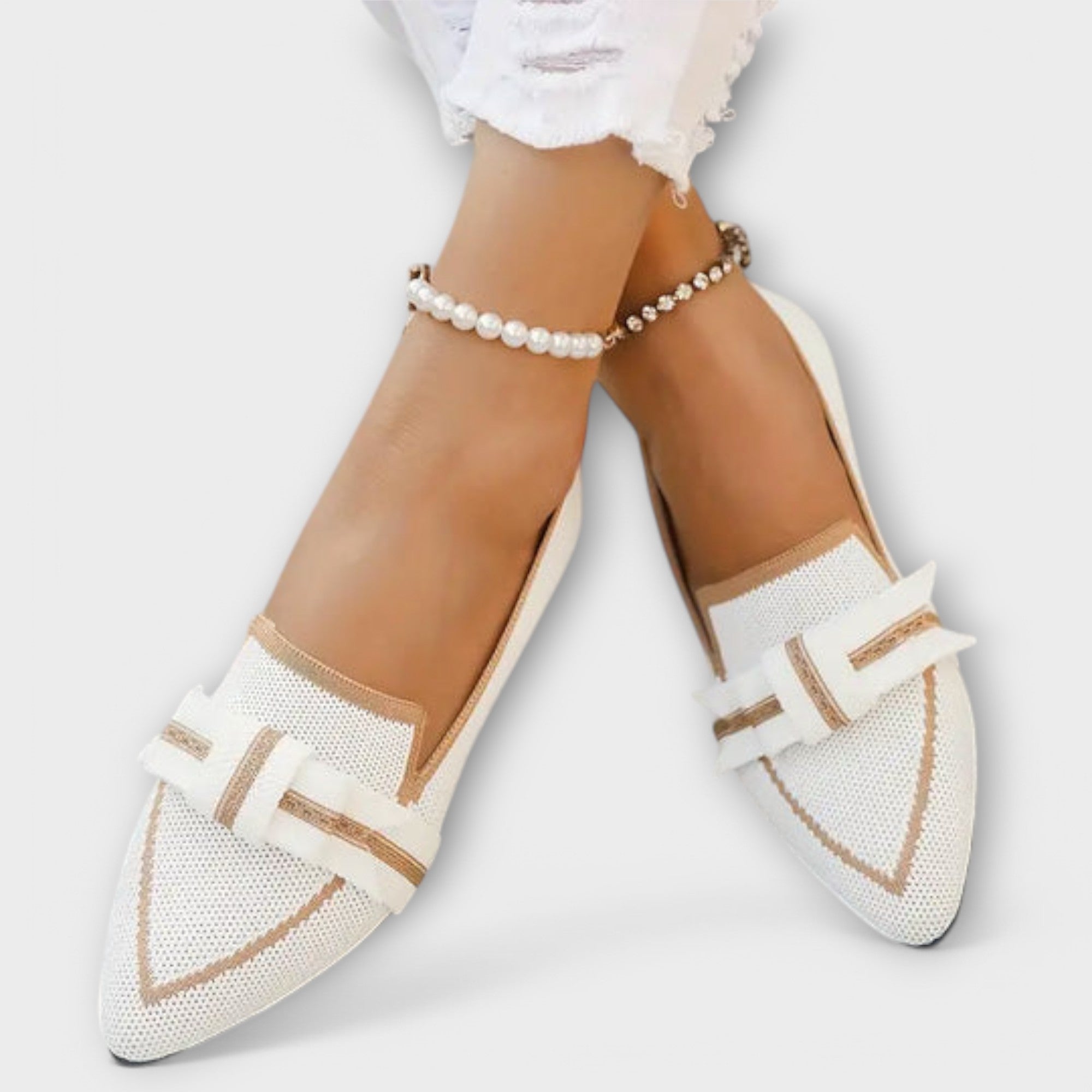 Platte damesschoenen met knoopdesign
