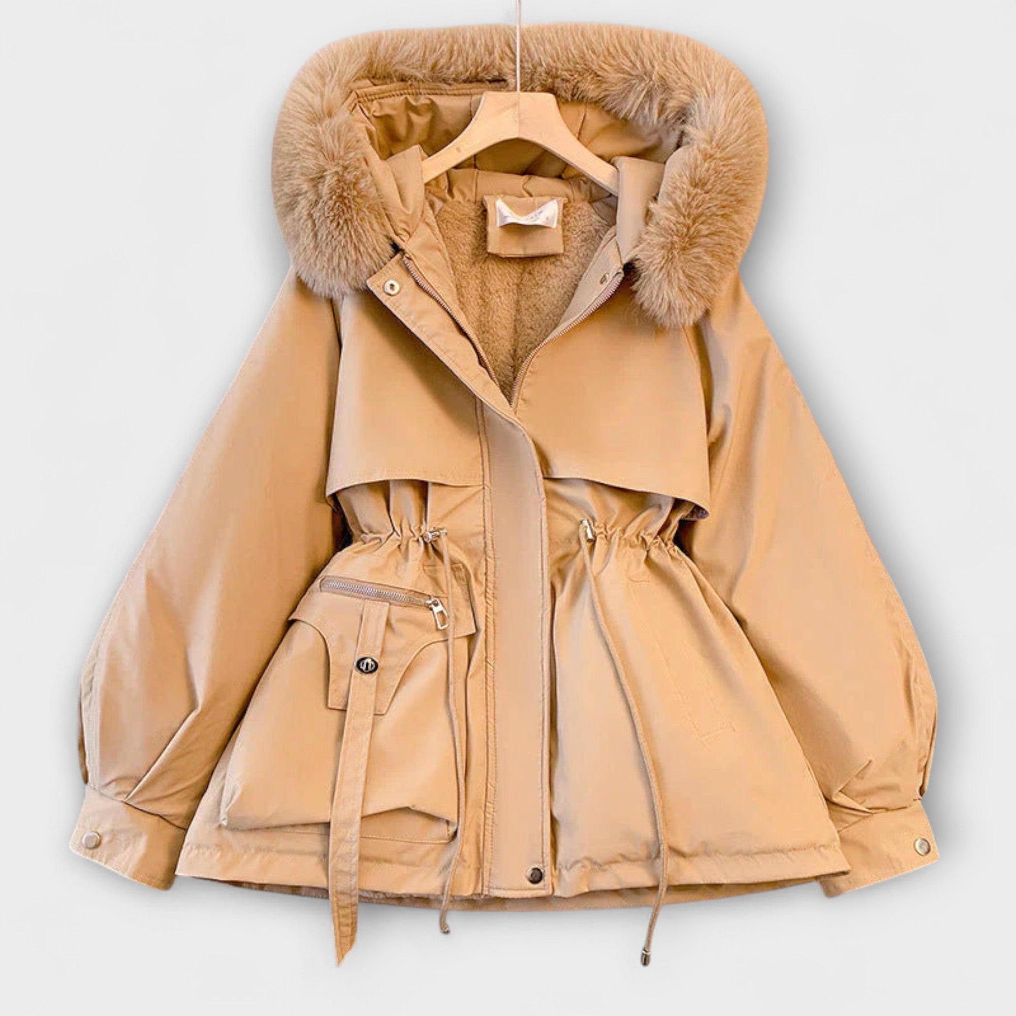 Bela - Elegante winterjas Brévine met bontkraag