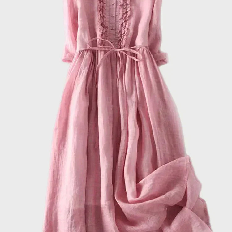 Salbeigrünes Leinen-Trägerkleid