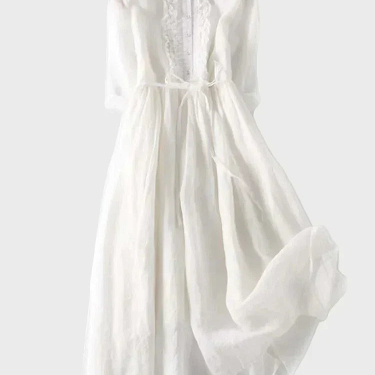 Salbeigrünes Leinen-Trägerkleid