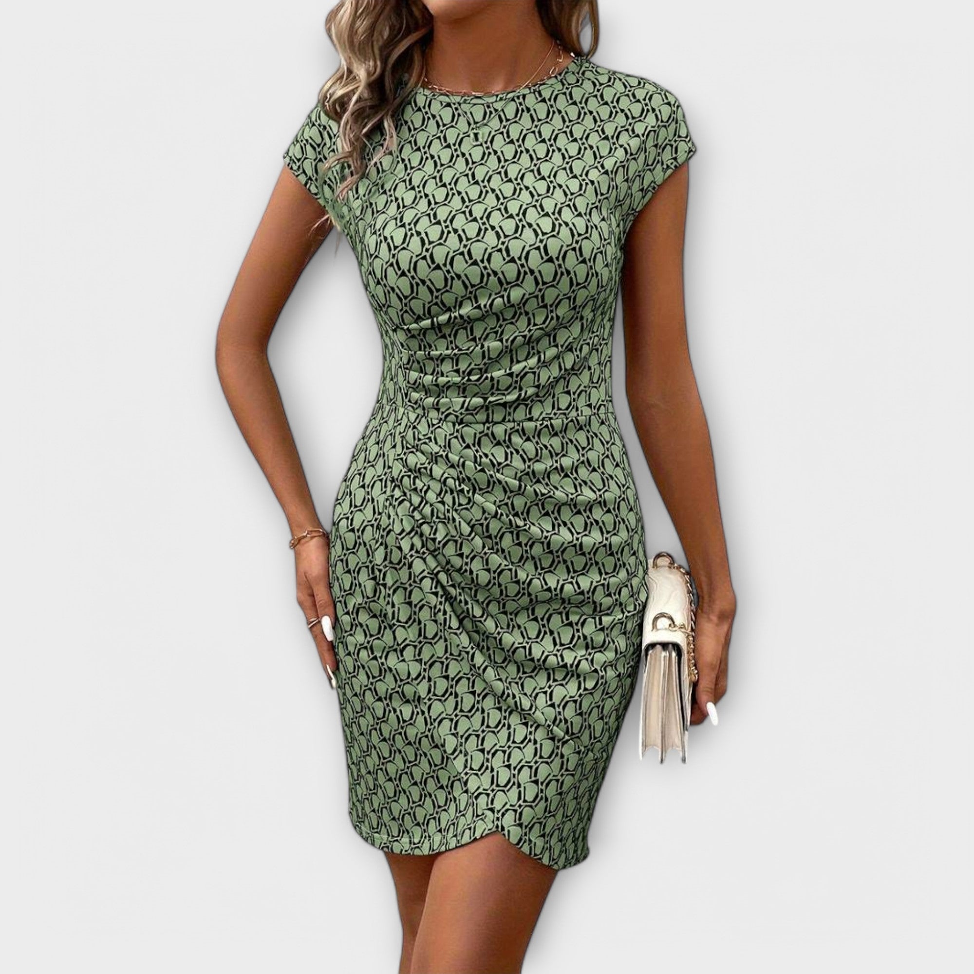 Emma - Tulpenjurk met all-over print en korte mouwen