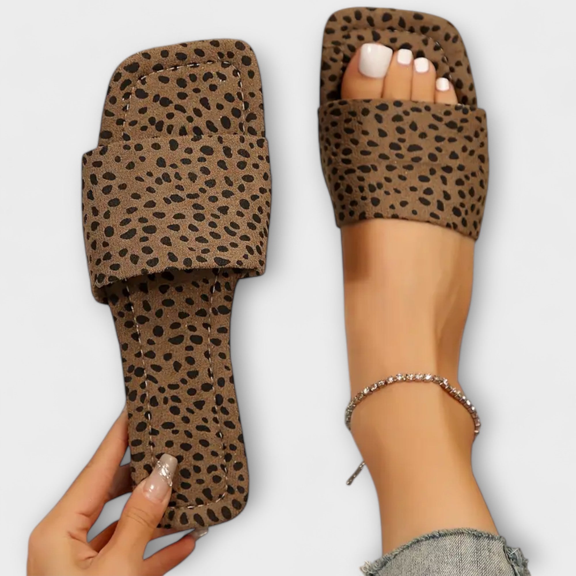 Leopardprint platte loafers