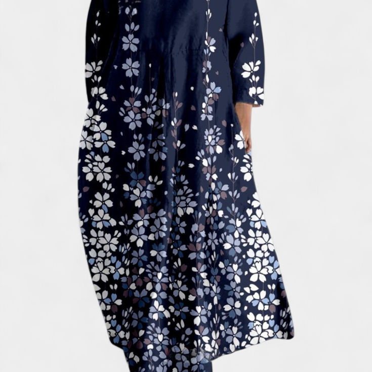 Ana - Buntes fliessendes Kleid mit Aquarellmuster