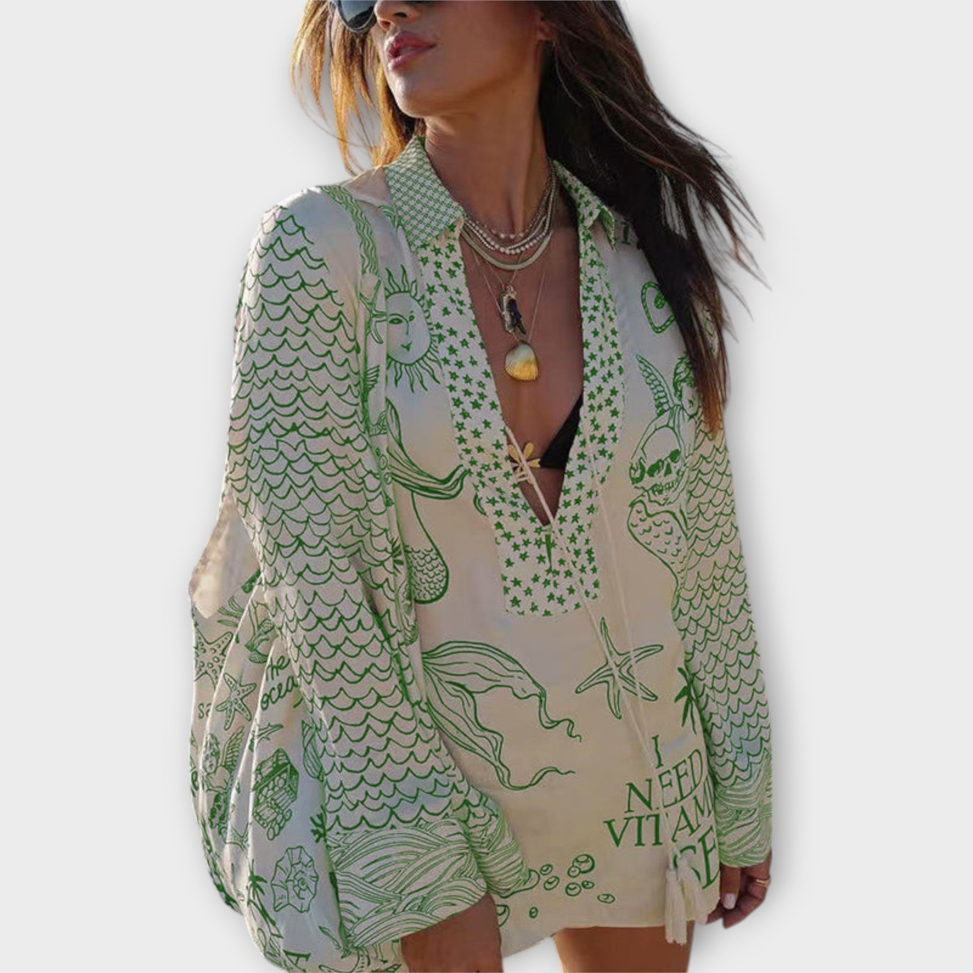 Liv - Satijnen Kwastjes Shirt en Short Set
