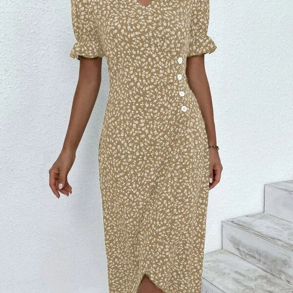 Rita - Graues Wickelkleid mit Tupfenmuster