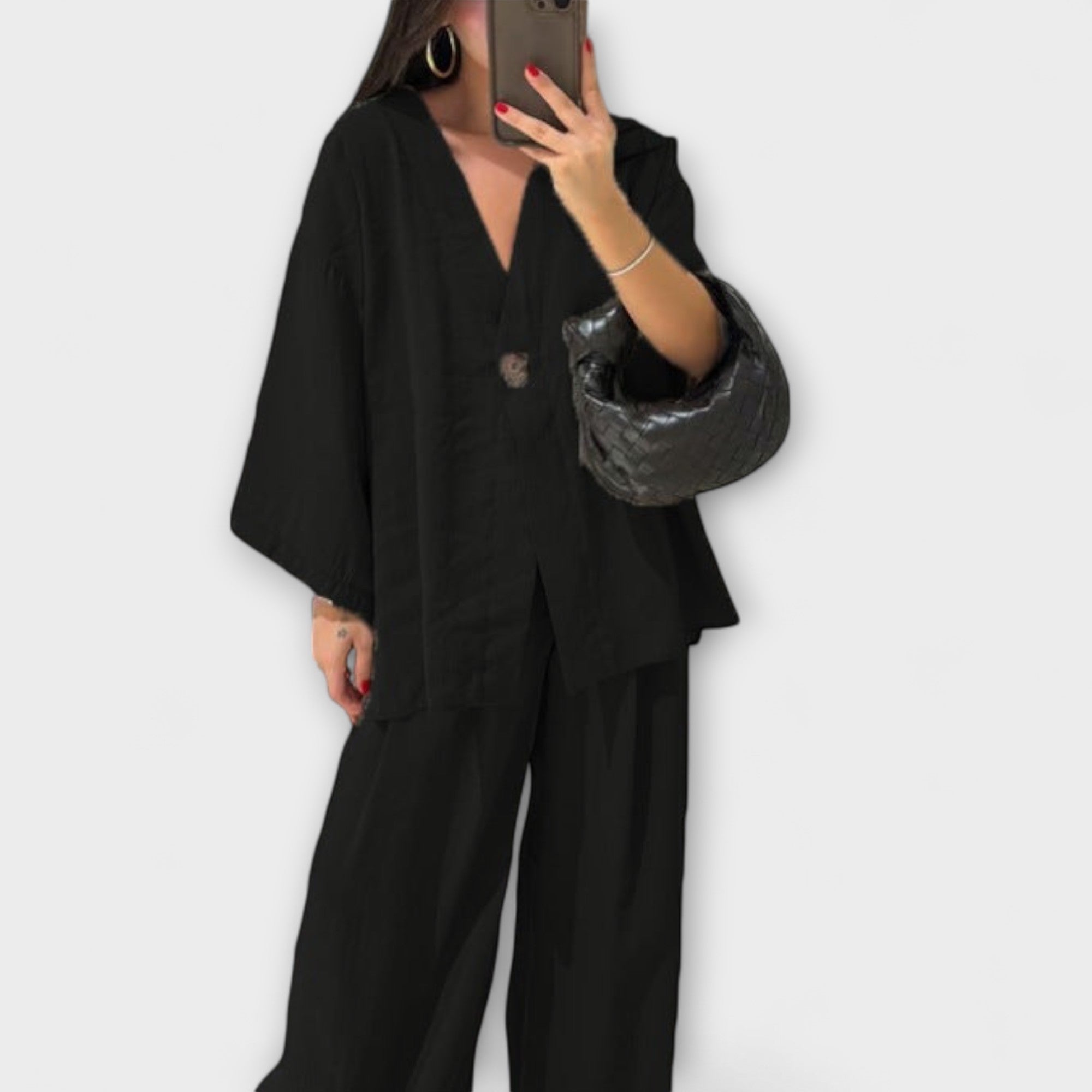 Jacqueline - Casual Top met V-hals en Broek Duo