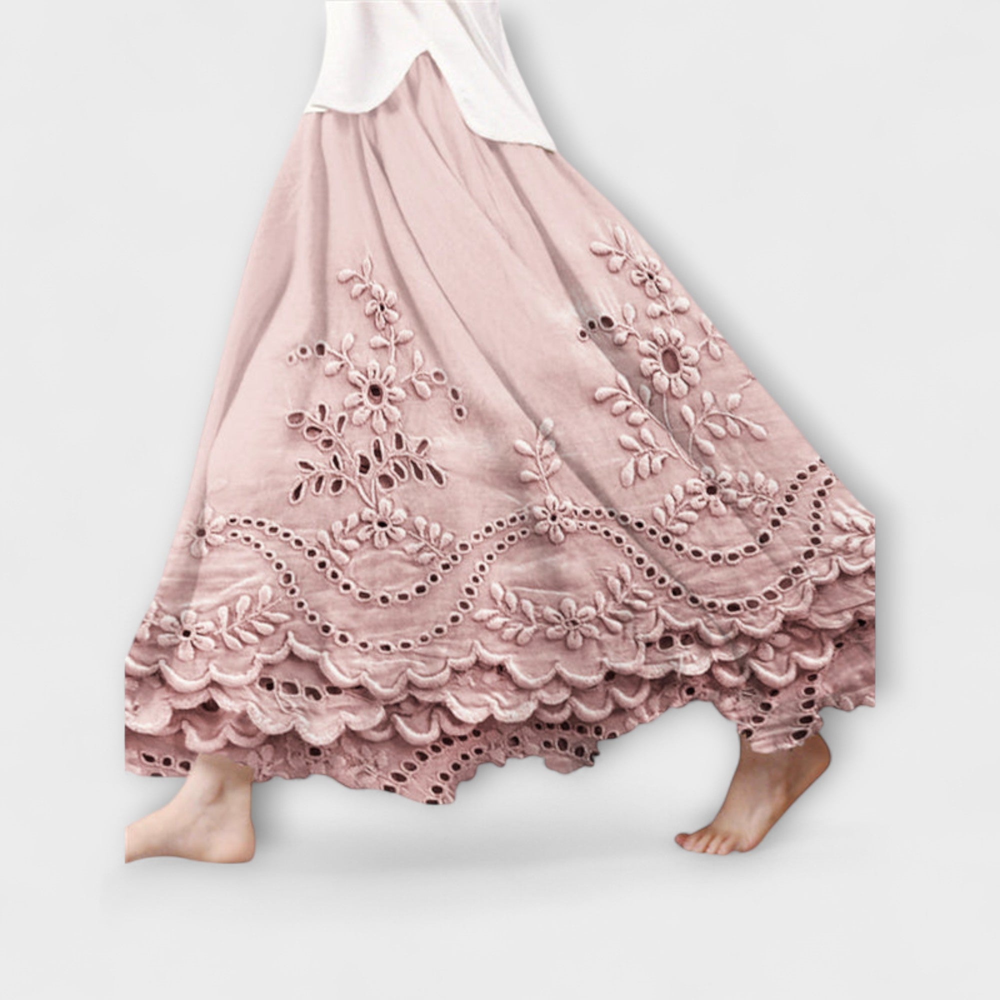 Luna – Boho Maxi-rok Met Borduurwerk