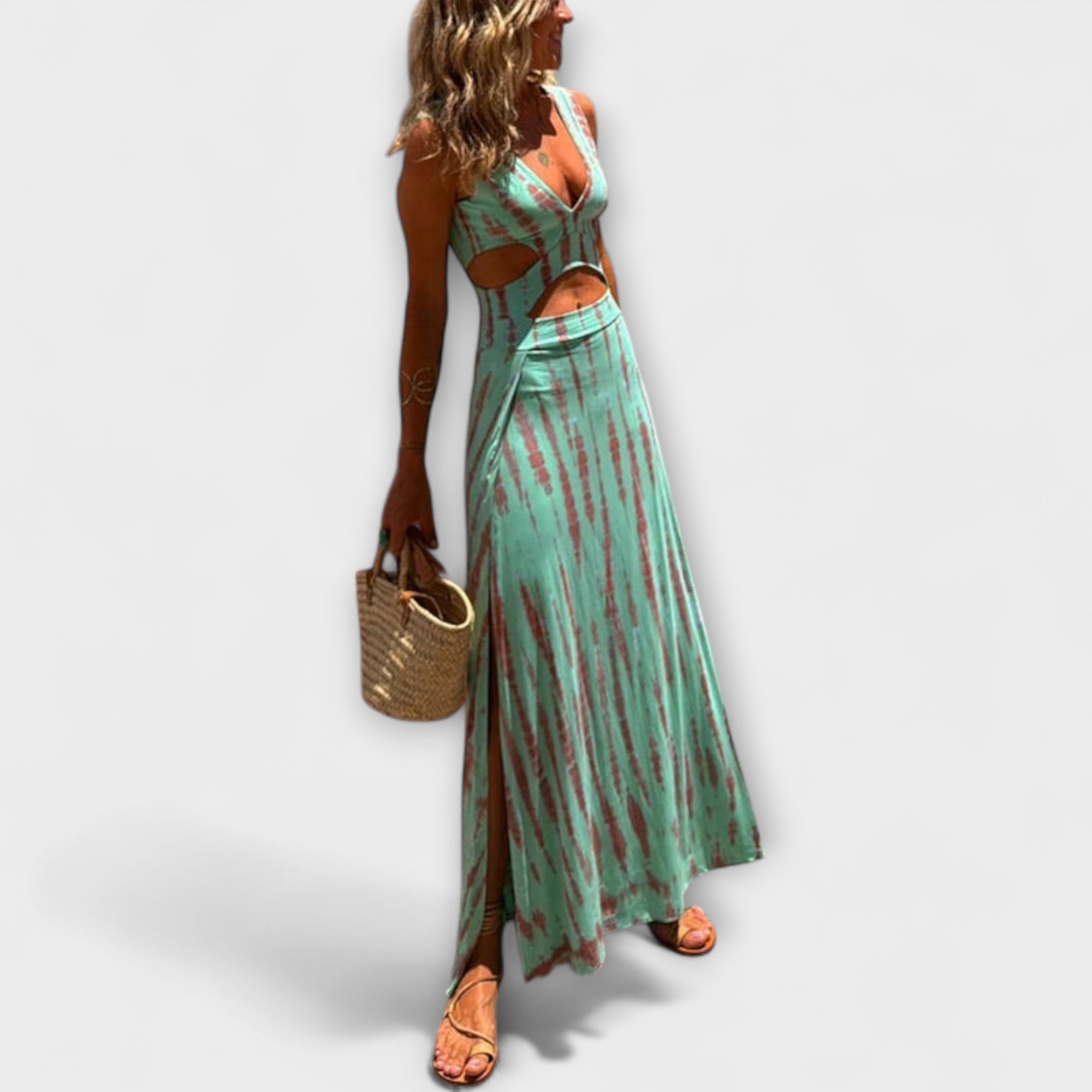 Ella - Eleanor Tie-Dye Cutout Schlitz-Stretchkleid