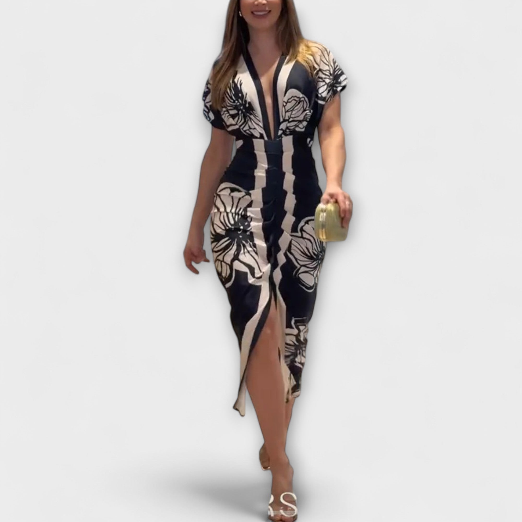 Cleo - Dolman-midi-jurk met Braziliaanse print