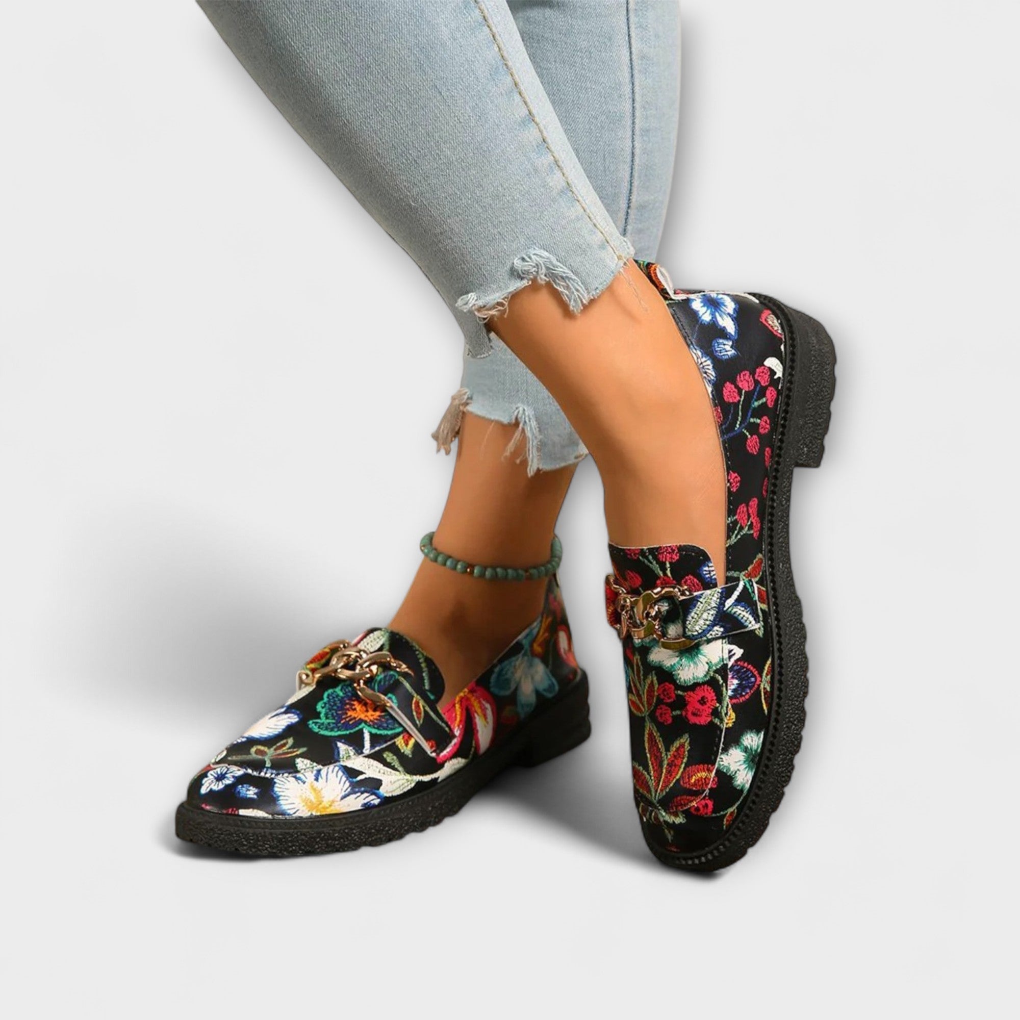 Orla – Meerkleurige loafers met bloemenpatroon