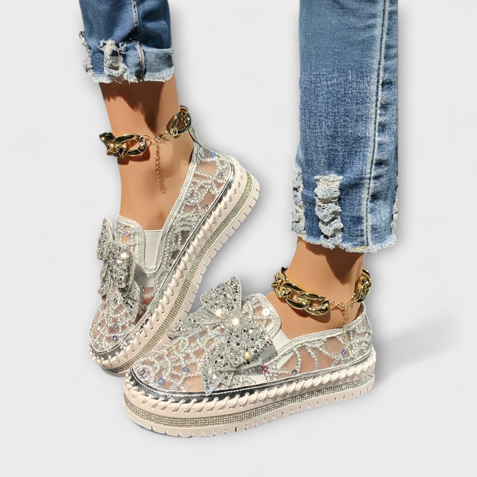 Rue – Loafer met strass-strik