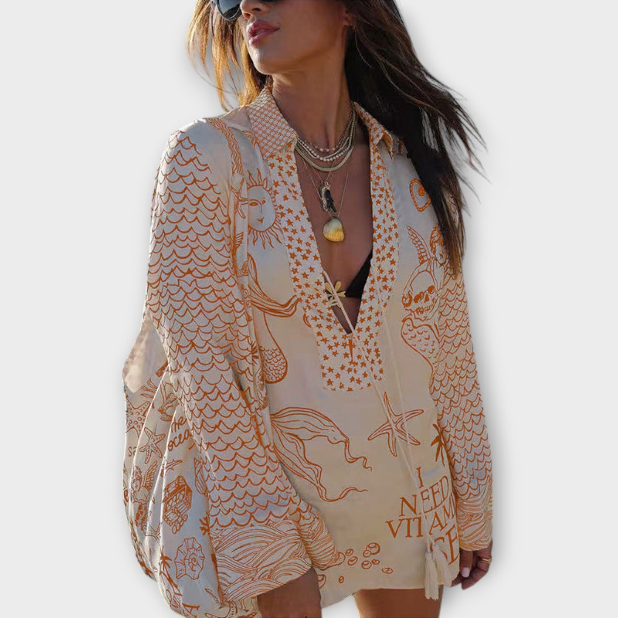 Liv - Satijnen Kwastjes Shirt en Short Set