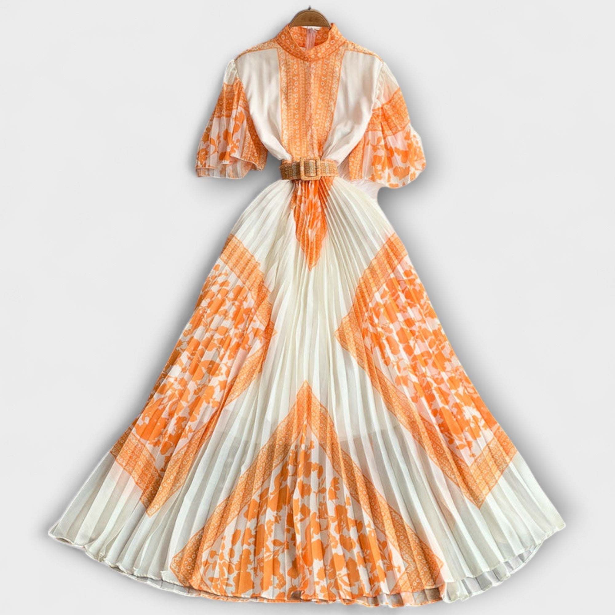 Delilah - Rot-weisses Vintage-Kleid mit Stehkragen