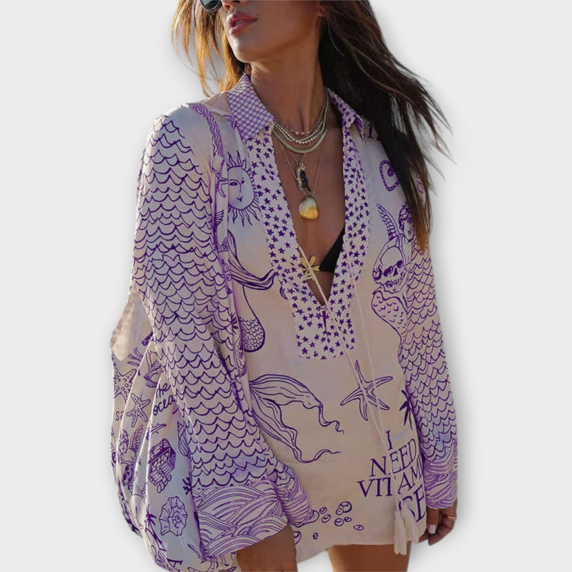 Liv - Satijnen Kwastjes Shirt en Short Set