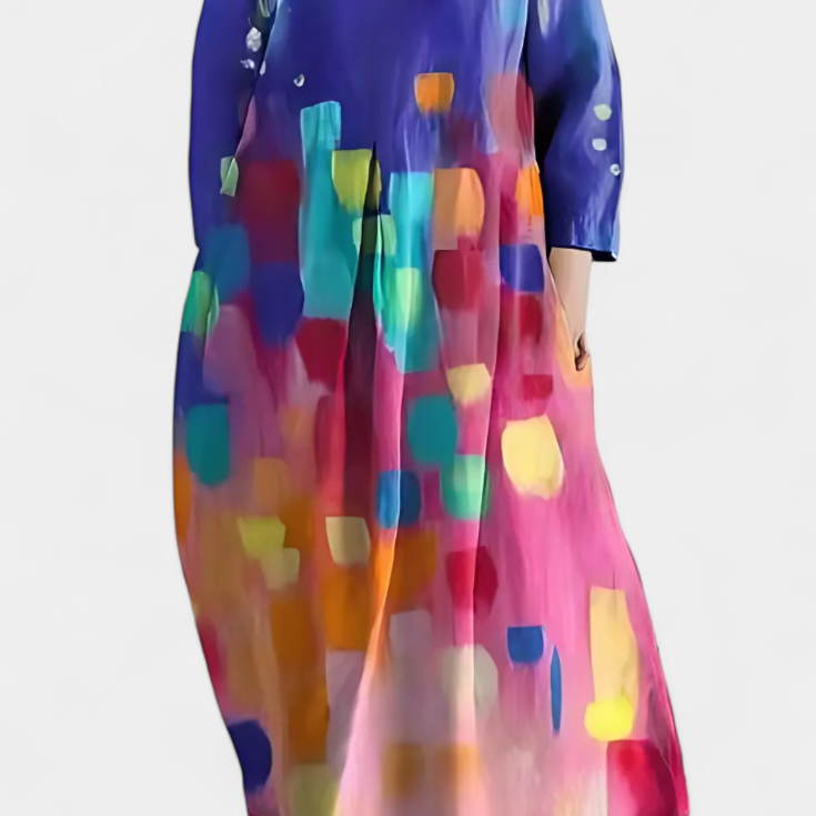 Ana - Buntes fliessendes Kleid mit Aquarellmuster