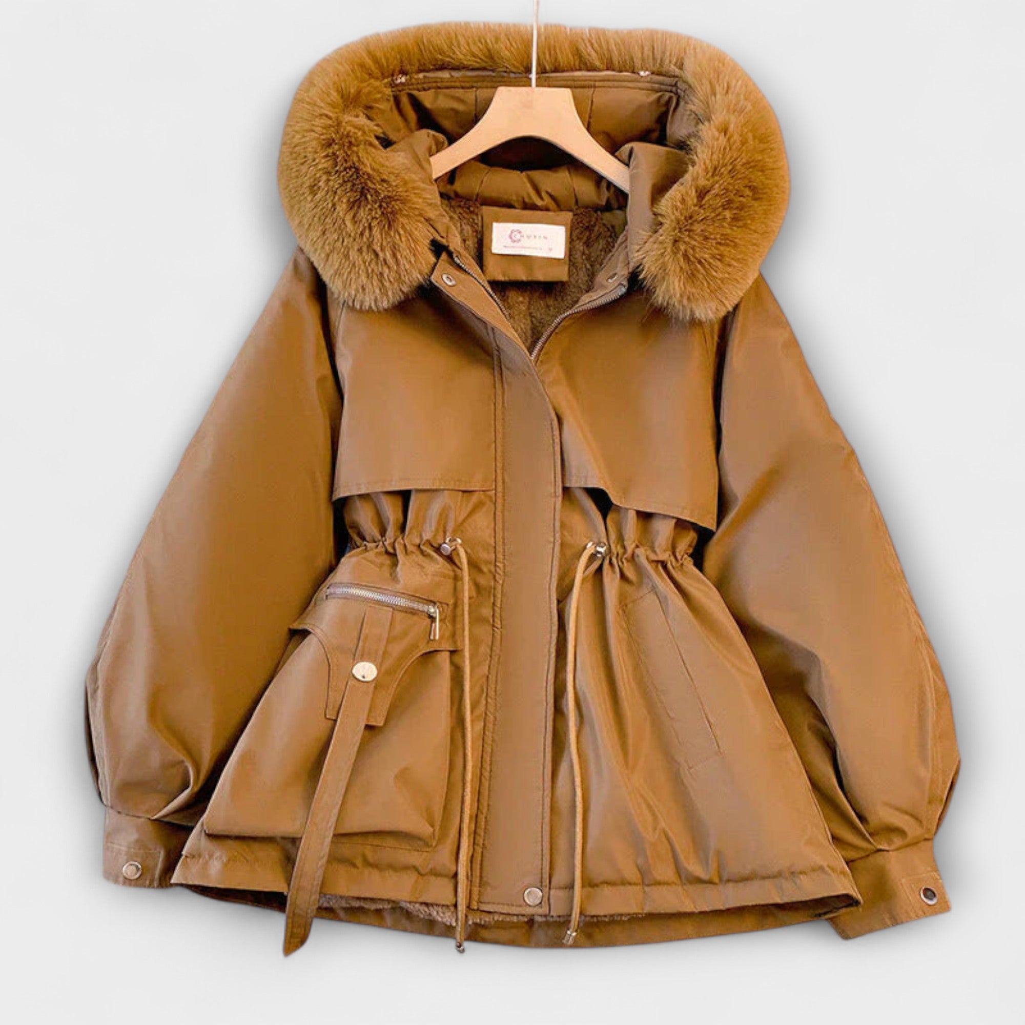 Bela - Elegante winterjas Brévine met bontkraag
