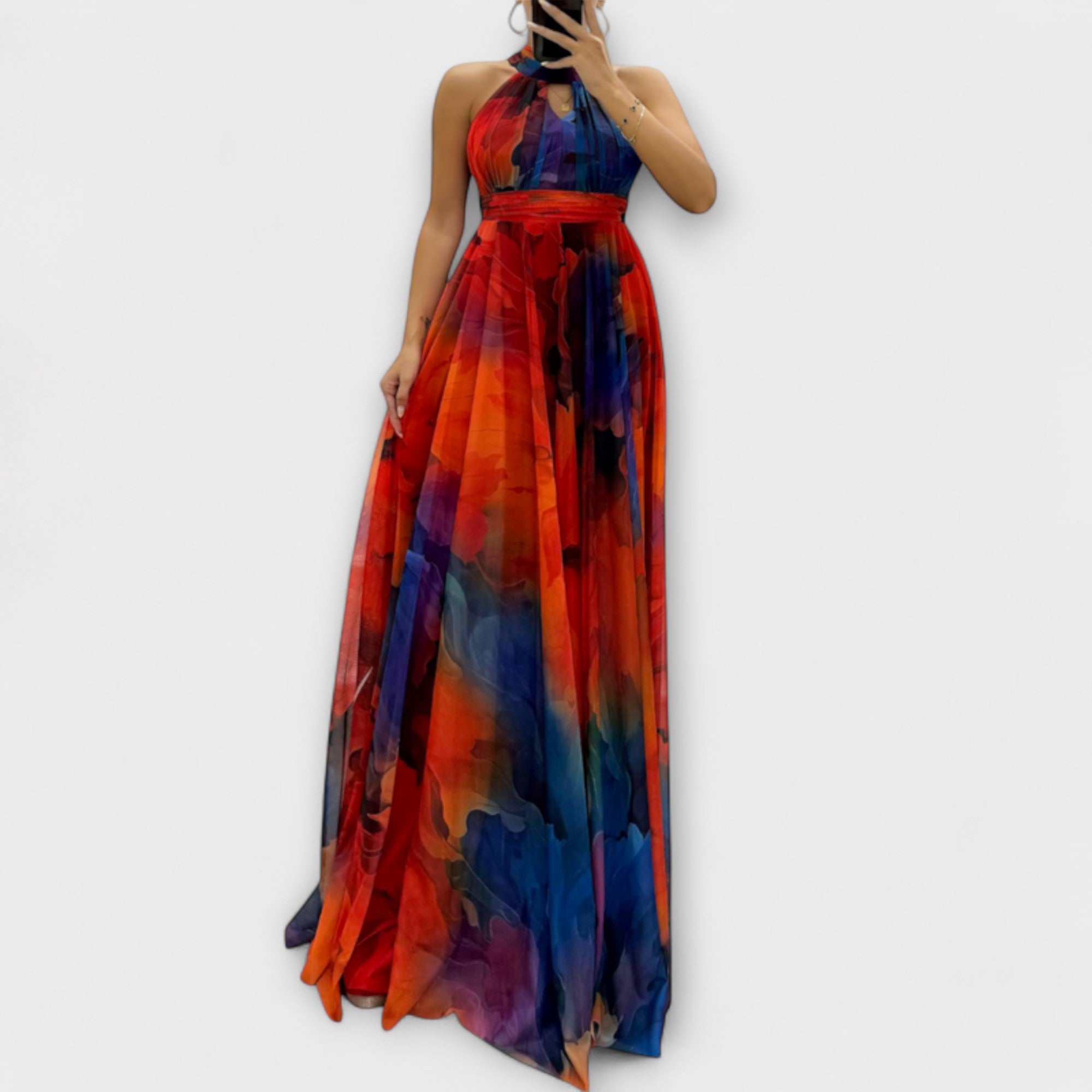 Isalie – Geblümtes Chiffon-Maxikleid