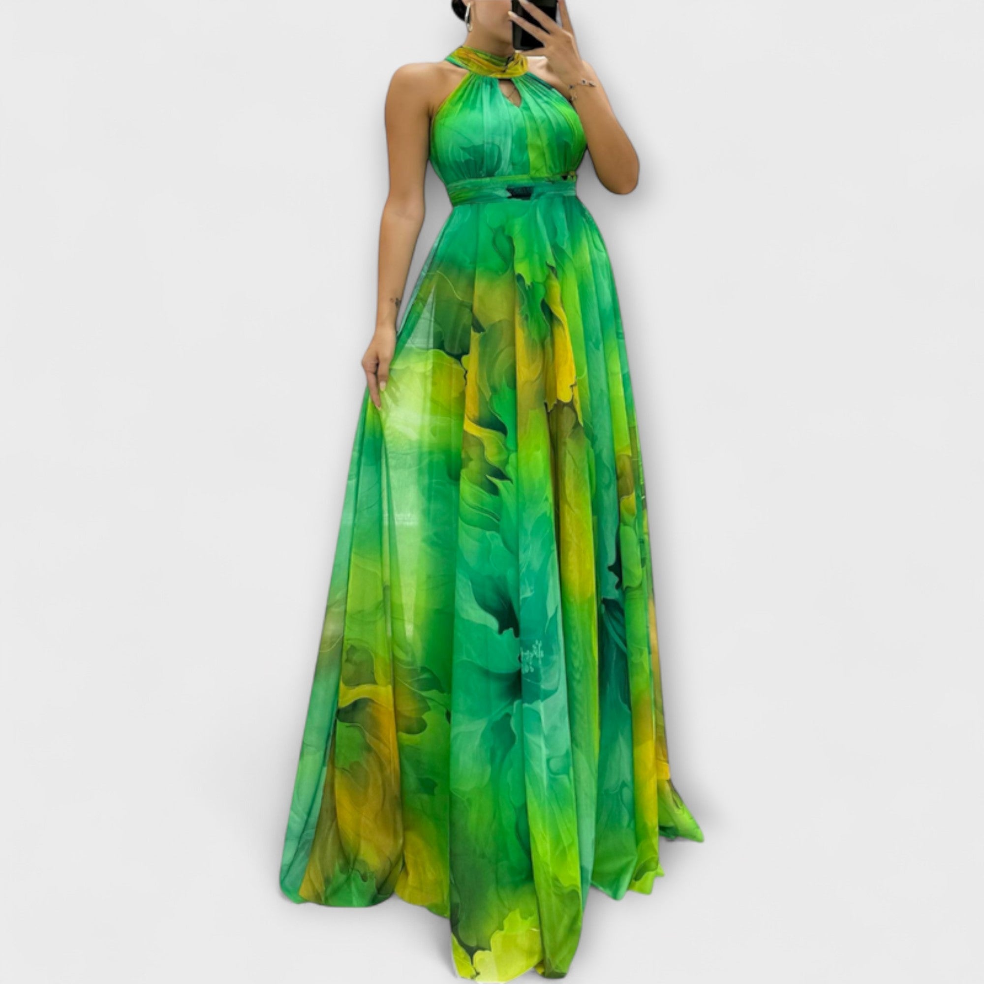 Isalie – Geblümtes Chiffon-Maxikleid