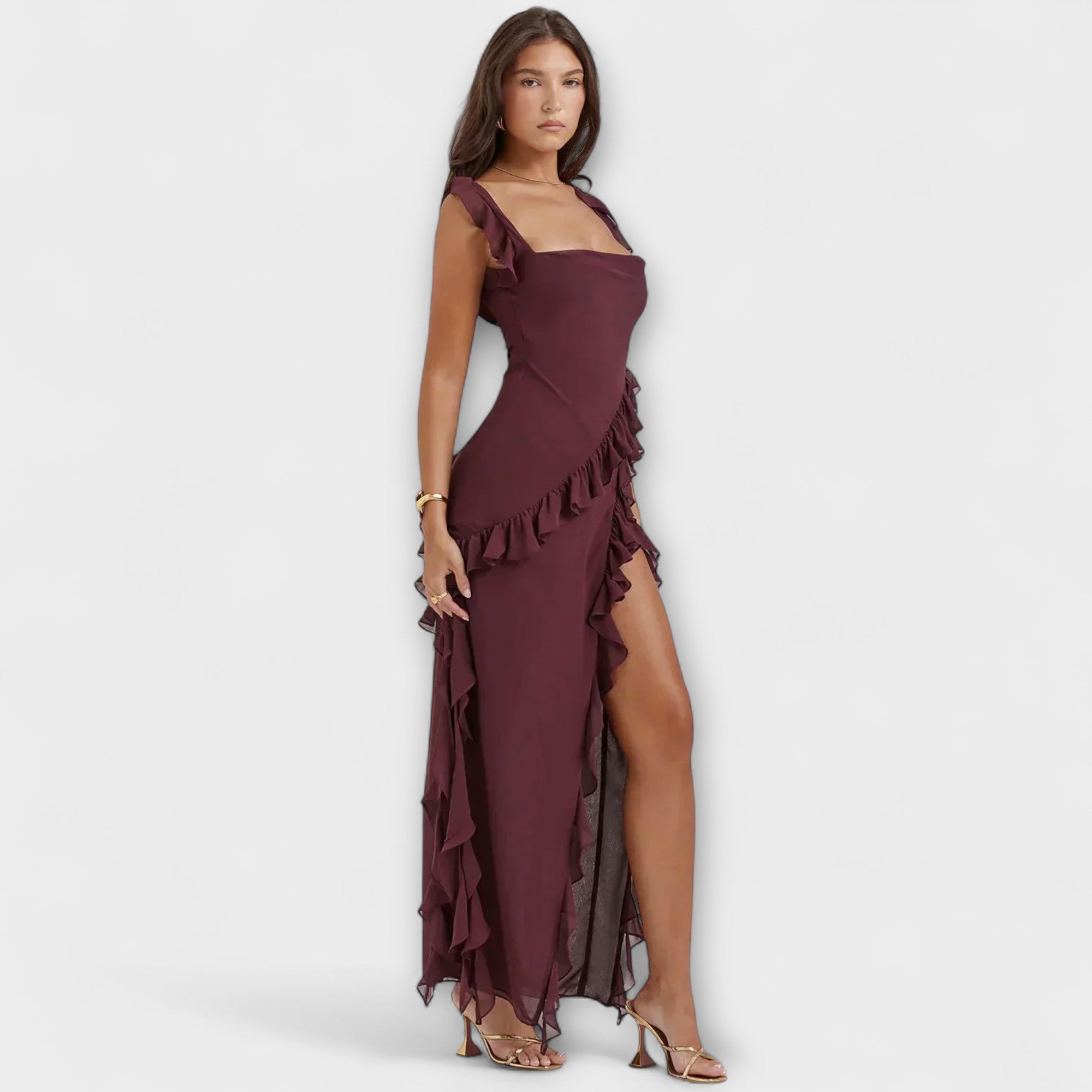 Lara – Elegantes Maxikleid mit Schlitz