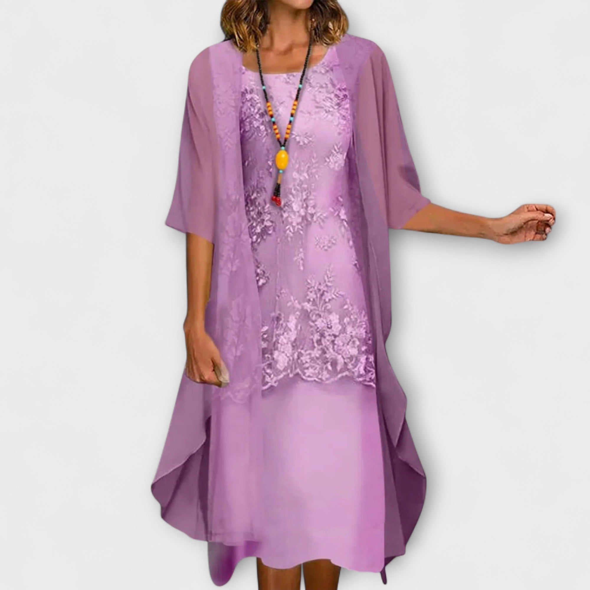 Danielle - Elegante tweedelige chiffonjurk