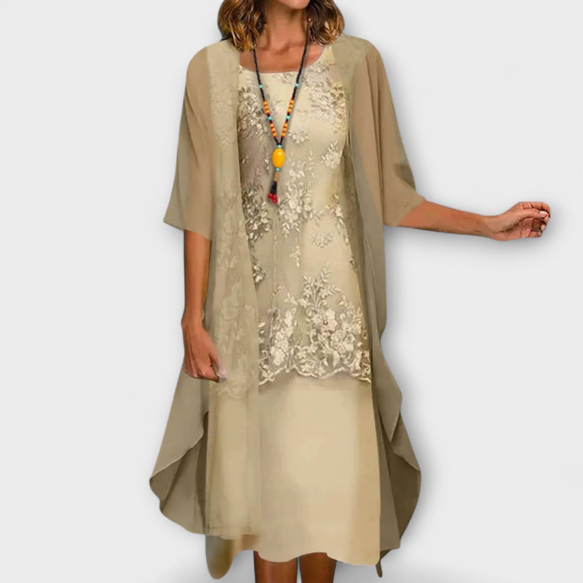 Danielle - Elegante tweedelige chiffonjurk